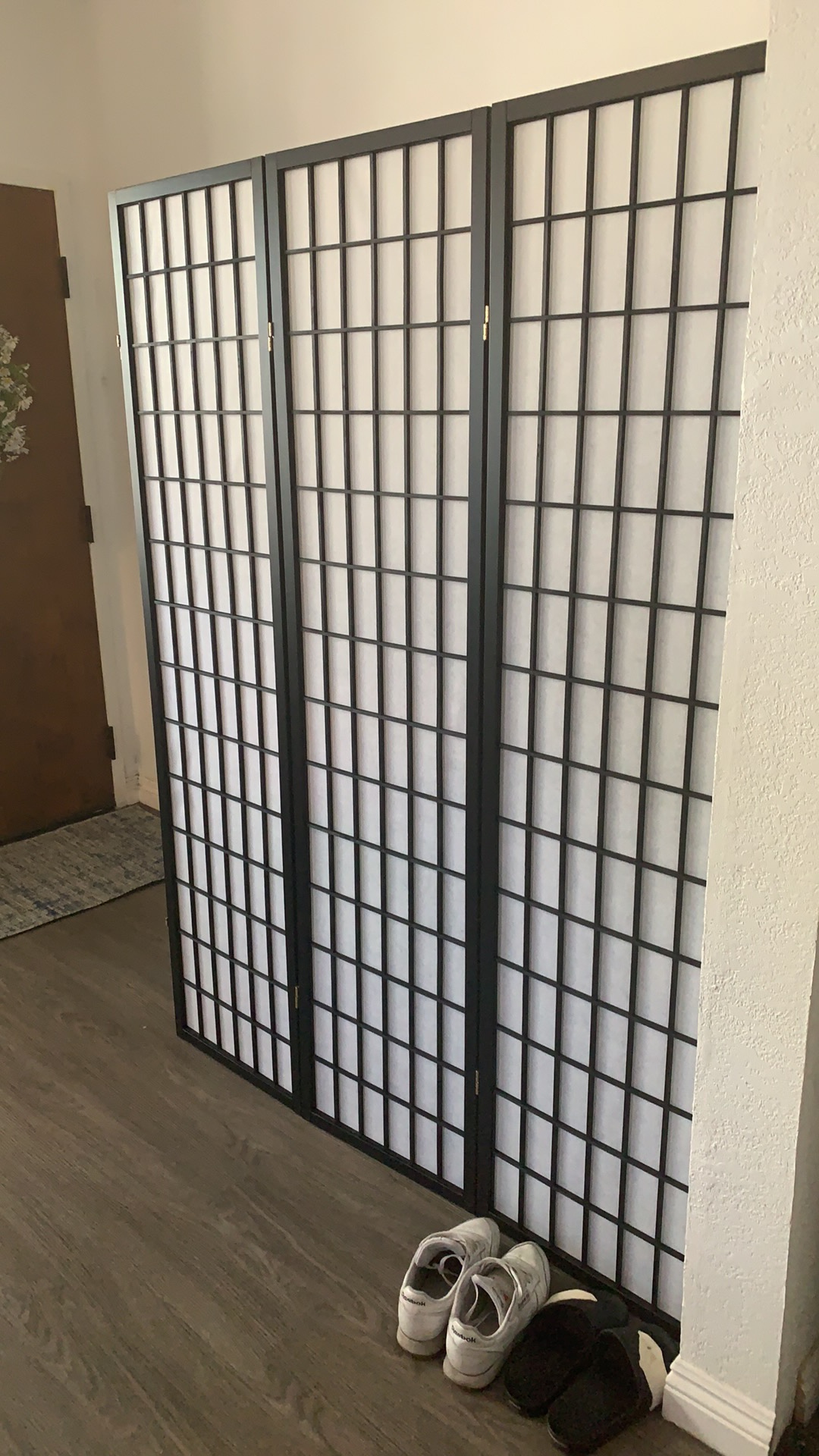 Red Lantern 6 ft. Tall Window Pane Shoji Screen - Walnut - 3 Panels customer photo 1