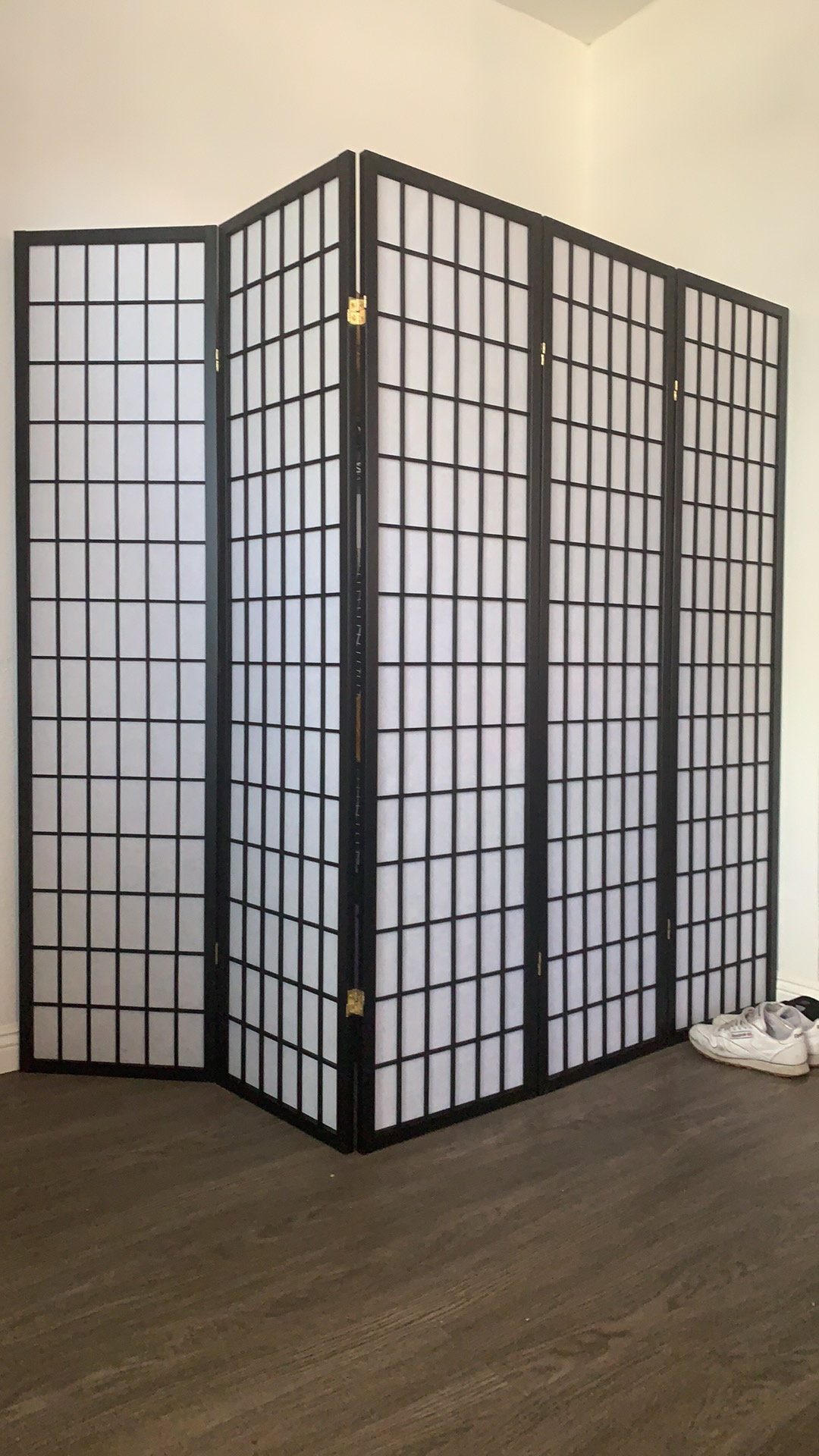 Red Lantern 6 ft. Tall Window Pane Shoji Screen - Walnut - 3 Panels customer photo 2