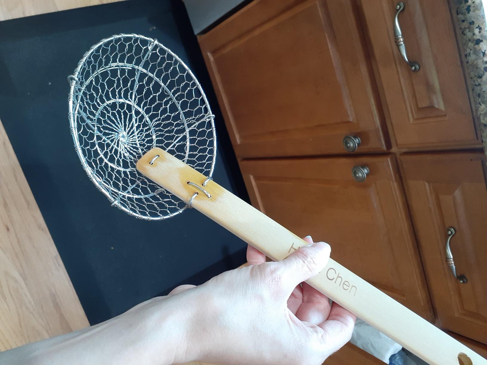 Helen's Asian Kitchen Spider Strainer, 5-Inch Stainless Steel Mesh Basket With Bamboo Handle, For Noodles, Dumplings, Wontons, Deep Frying, And Draining Tasks customer photo 2