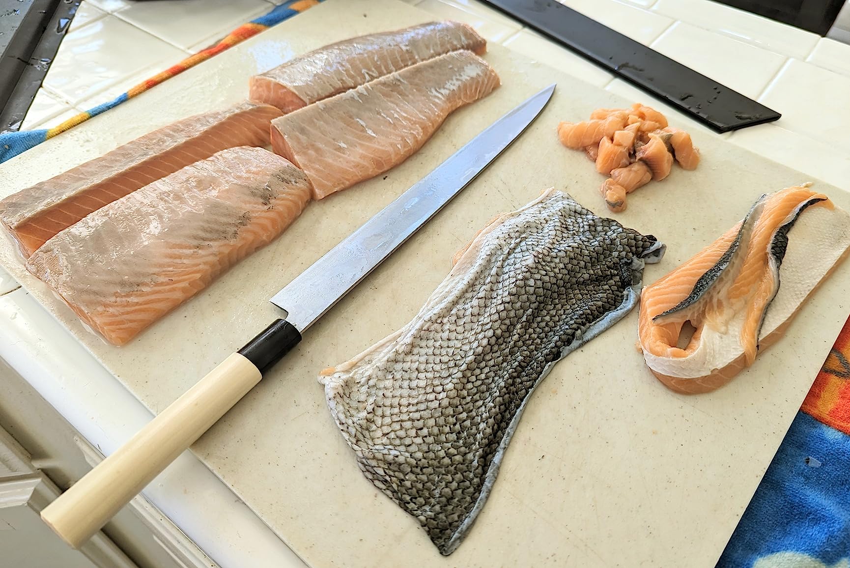 JapanBargain 1551, Non-Stick Yanagiba Sashimi Knife Japanese High Carbon Stainless Steel Sushi Chef Knife Made in Japan, 200mm customer photo 2