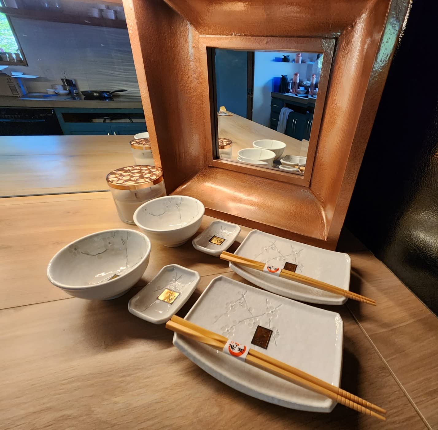 Happy Sales 8 Piece Japanese Cherry Blossom Dinnerware Set, White customer photo 1