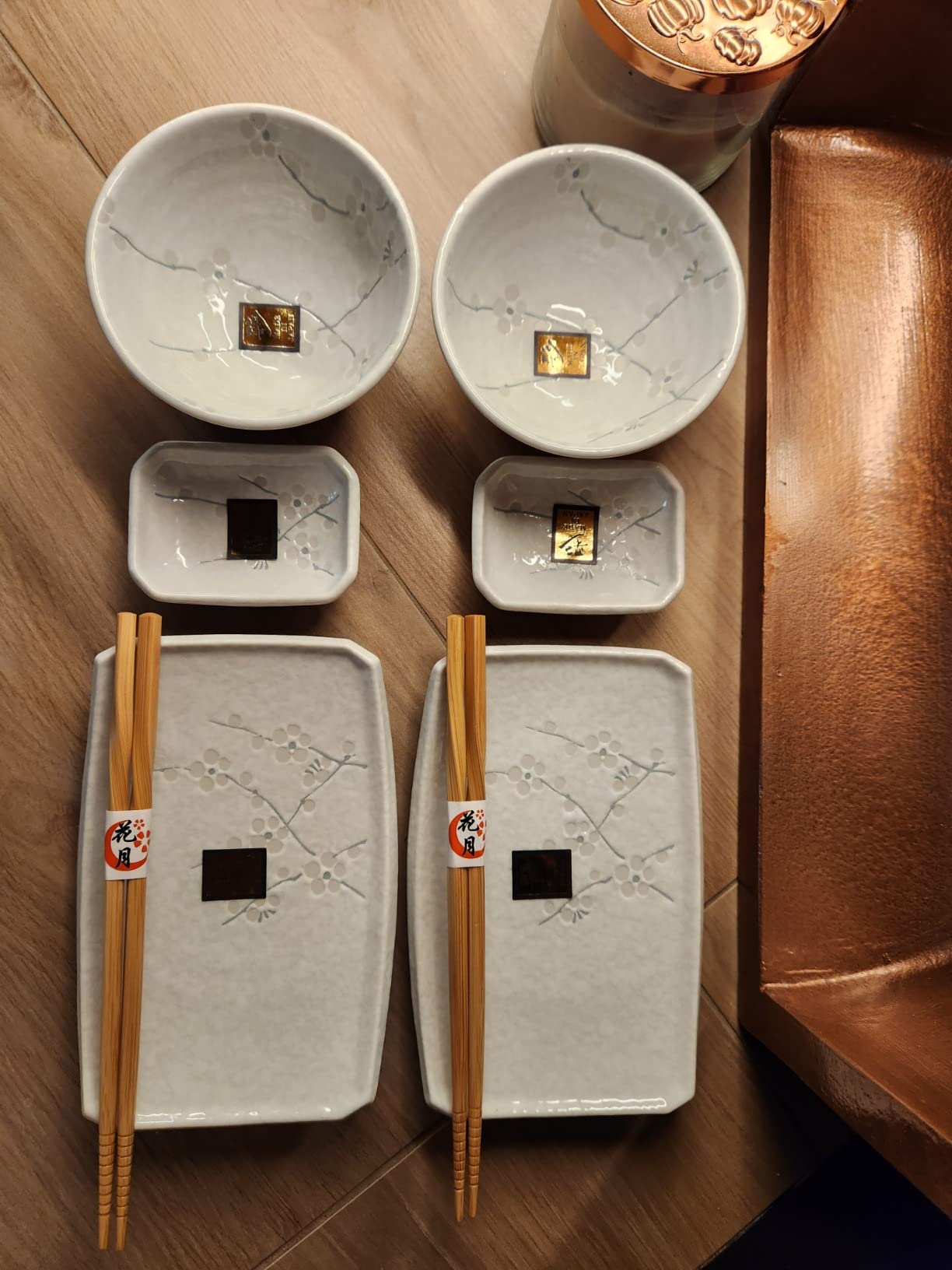 Happy Sales 8 Piece Japanese Cherry Blossom Dinnerware Set, White customer photo 2