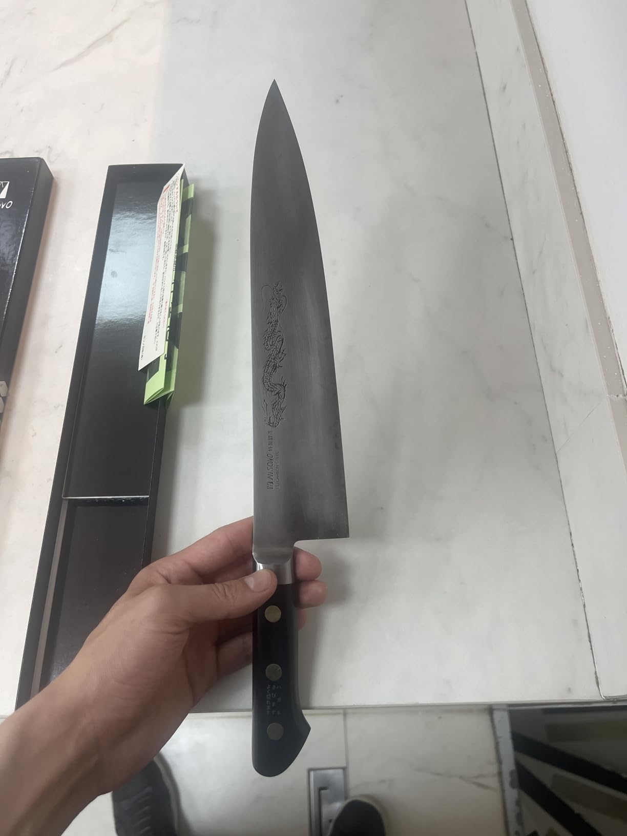 Misono EU CARBON (Swedish) STEEL Professional Gyuto customer photo 1