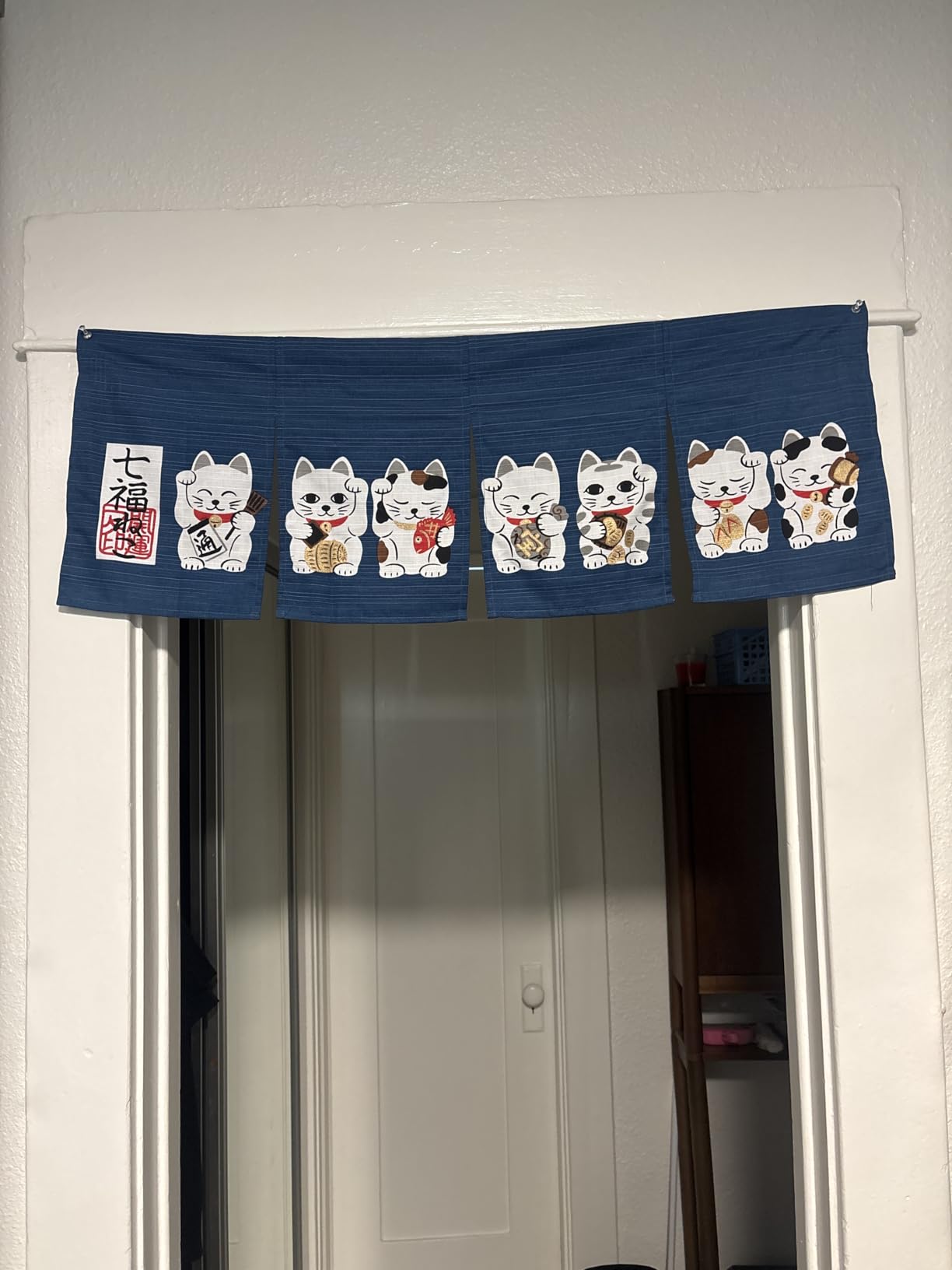 NARUMI 鸣海 Noren (Japanese Curtain) Seven Beckoning Cat/Maneki Neko 17-507 85×30cm from Japan customer photo 1