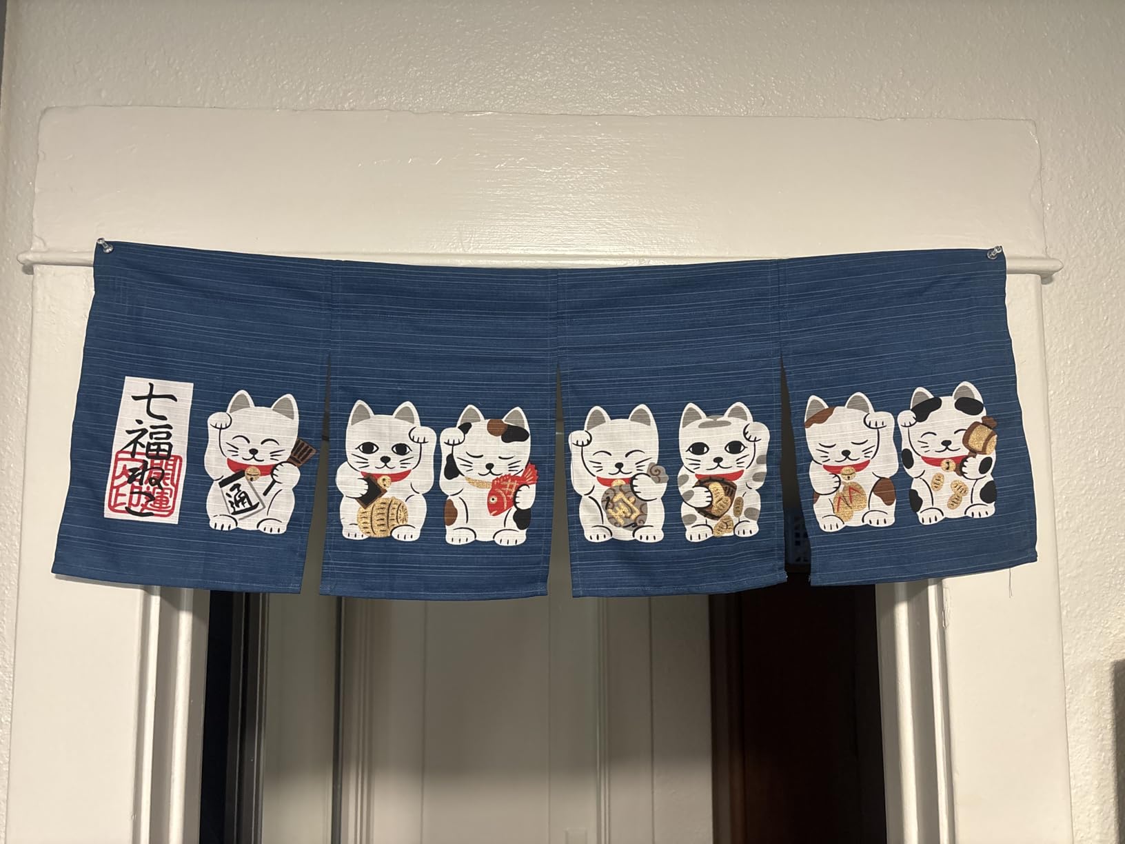 NARUMI 鸣海 Noren (Japanese Curtain) Seven Beckoning Cat/Maneki Neko 17-507 85×30cm from Japan customer photo 2