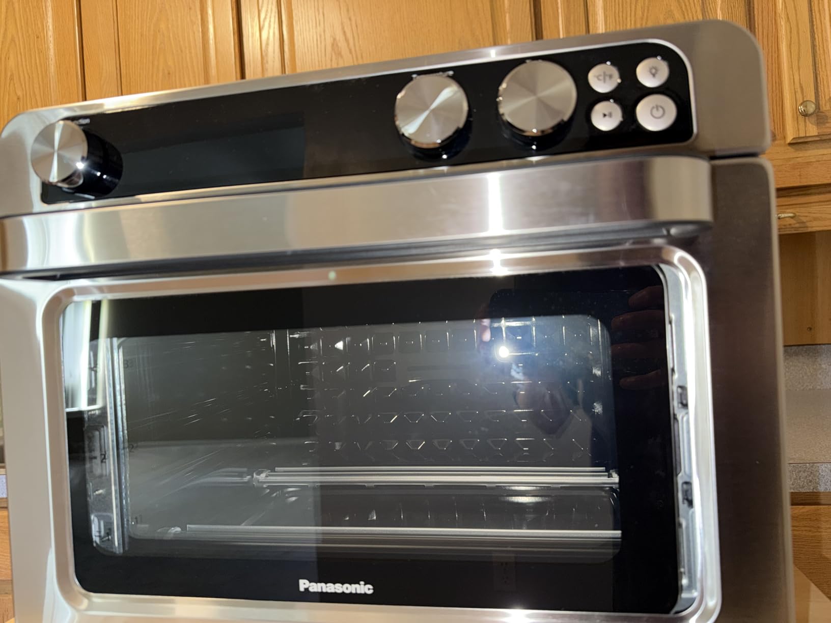 Panasonic FlashXpress Toaster Oven Countertop, 4-Slice Small Toaster Oven Compact Size with Double Infrared Heating, 6 Auto Cook Options and Precise Temperature Control, 1300W - NB-G110P (Silver) customer photo 2