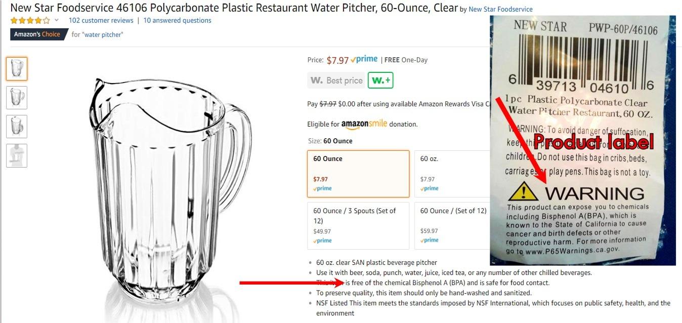 New Star Foodservice Commercial Polycarbonate Water Pitcher, 60 oz, Clear customer photo 2