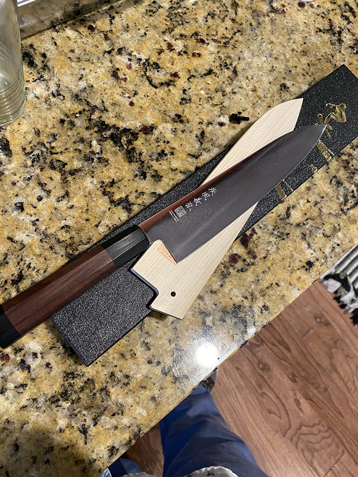 Yoshihiro AUS10 Ice Hardened Stainless Steel Wa Gyuto Japanese Chef Knife Rosewood Handle (8.25