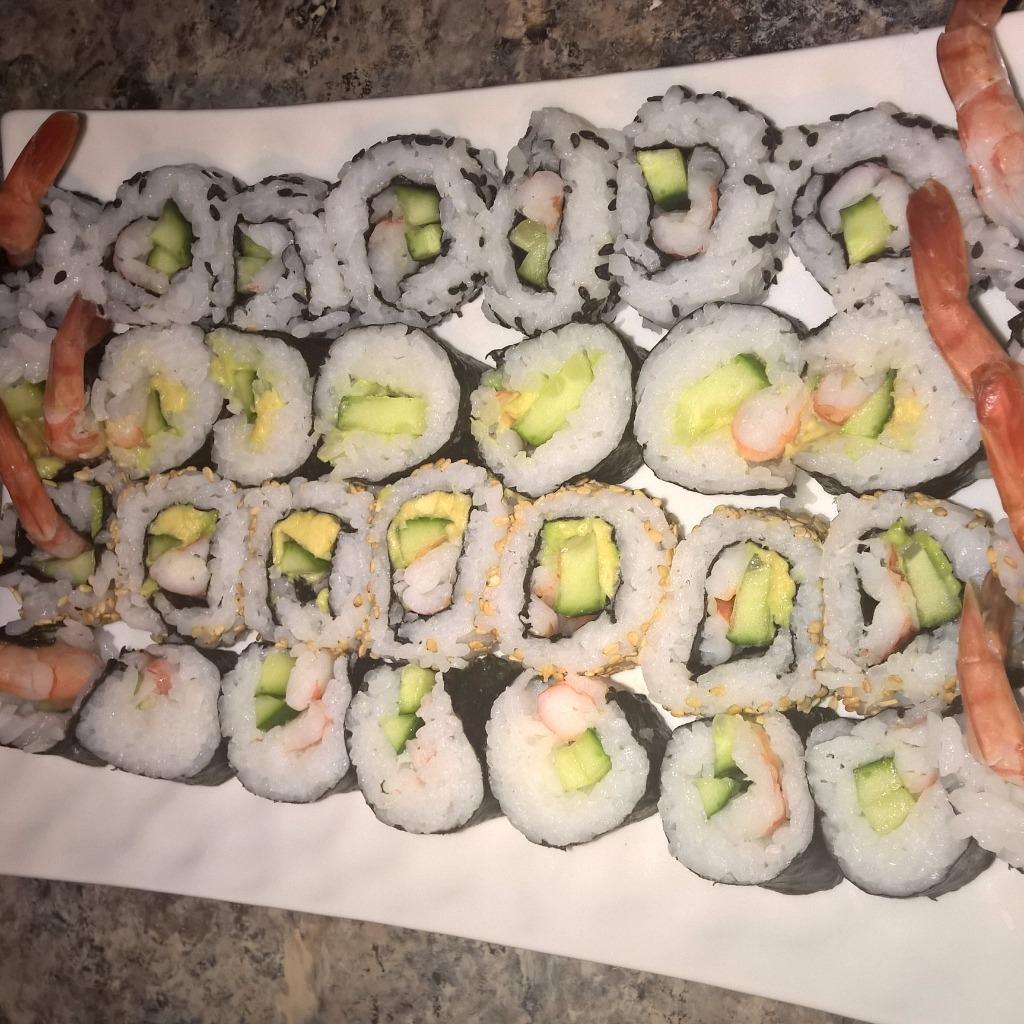 Global Grub DIY Sushi Making Kit - Sushi Kit With Ingredients - Sushi Rice, Nori Sushi Seaweed, Sushi Rice Seasoning, Sesame Seeds, Wasabi Powder - Bamboo Rolling Mat, Instructions, Makes 48 Pieces customer photo 2