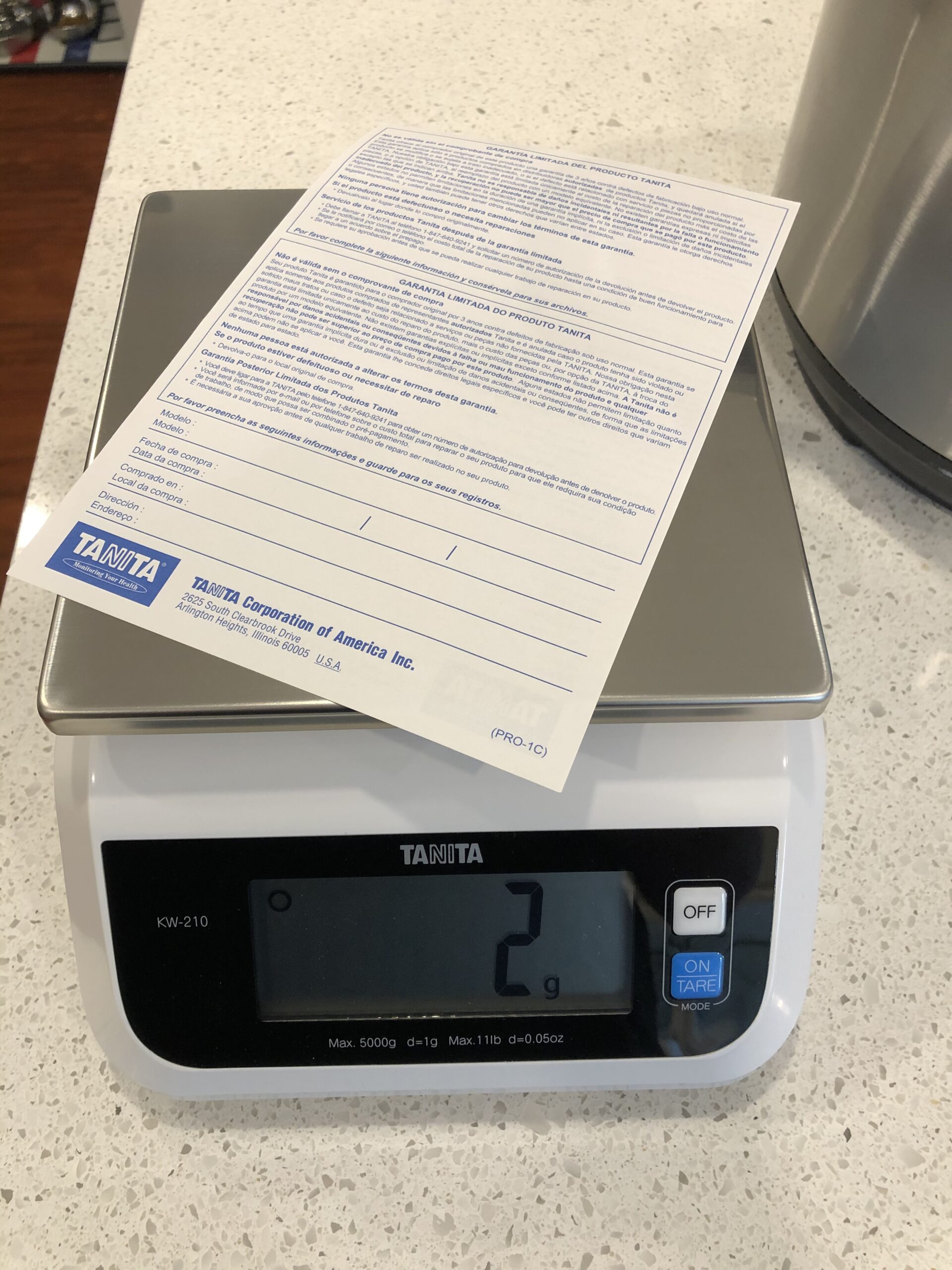 Tanita KW-210-05 Water Proof Commercial and Home Use Kitchen Scale (5 kg/11 lb) customer photo 2