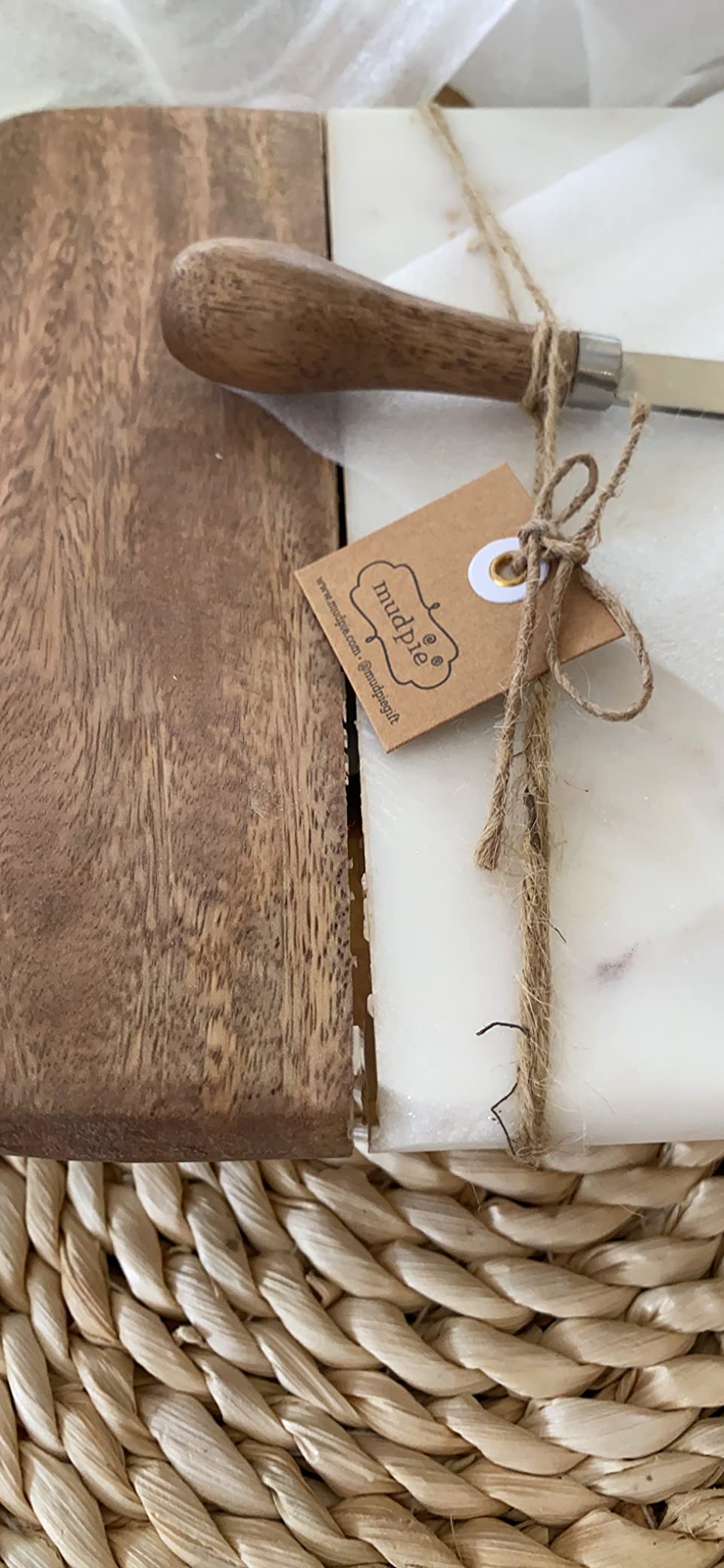Mud Pie Marble and Wood Serving Board and Spreader, White customer photo 1