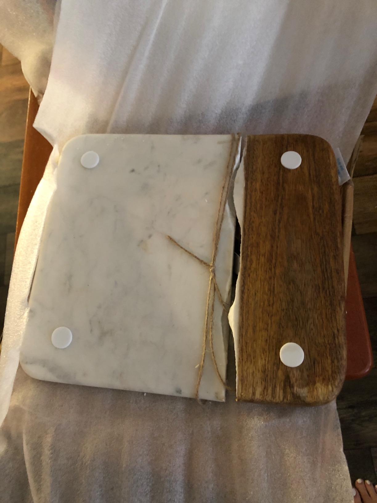 Mud Pie Marble and Wood Serving Board and Spreader, White customer photo 2
