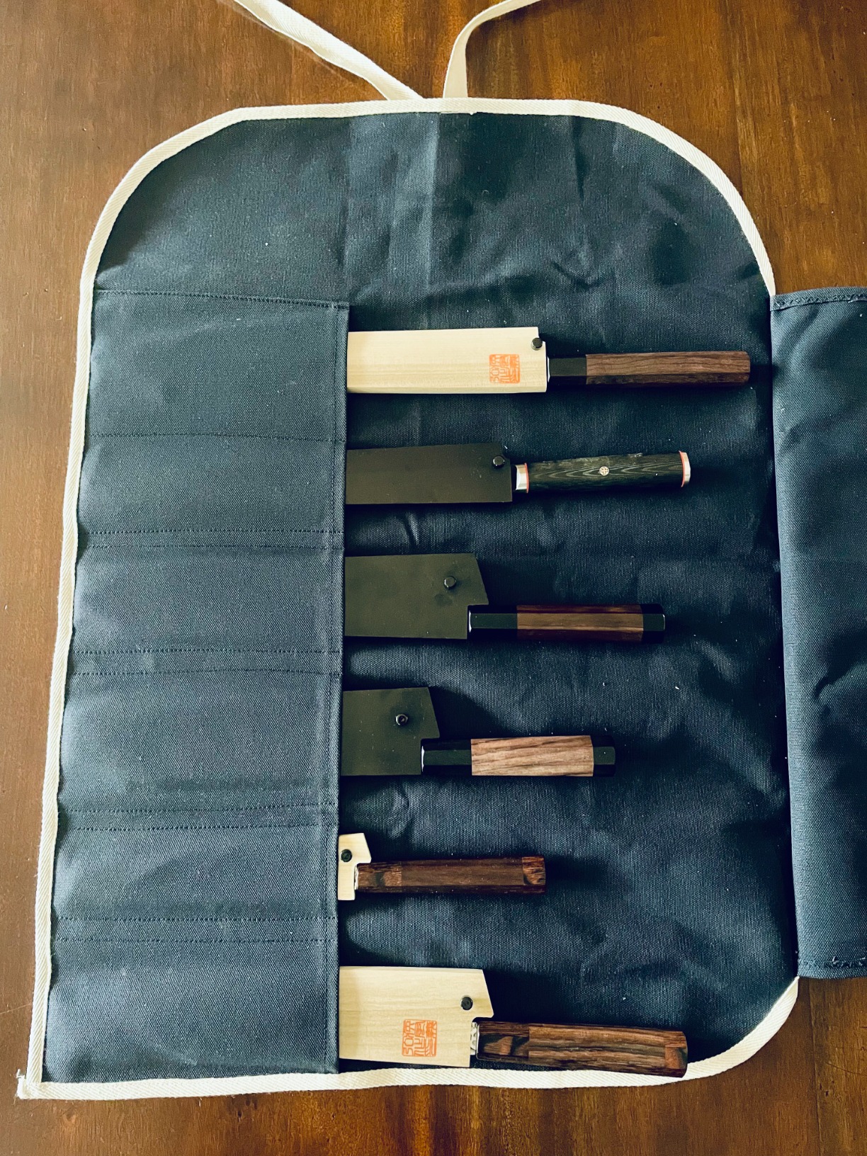 Yoshihiro Cotton Knife Pouch/bag Japanese Sushi Chef Knife Accessories (6 Slots) (Dark Navy) customer photo 1