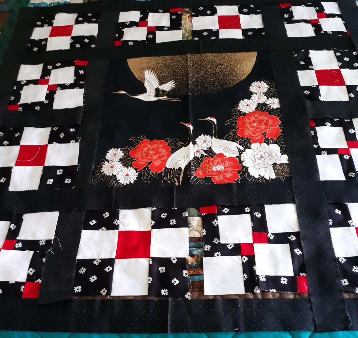 Furoshiki Japanese Traditional Wrapping Cloth Tapestry Made in Japan, Moon and Crane, 19.7x19.7inches (50x50cm) customer photo 2