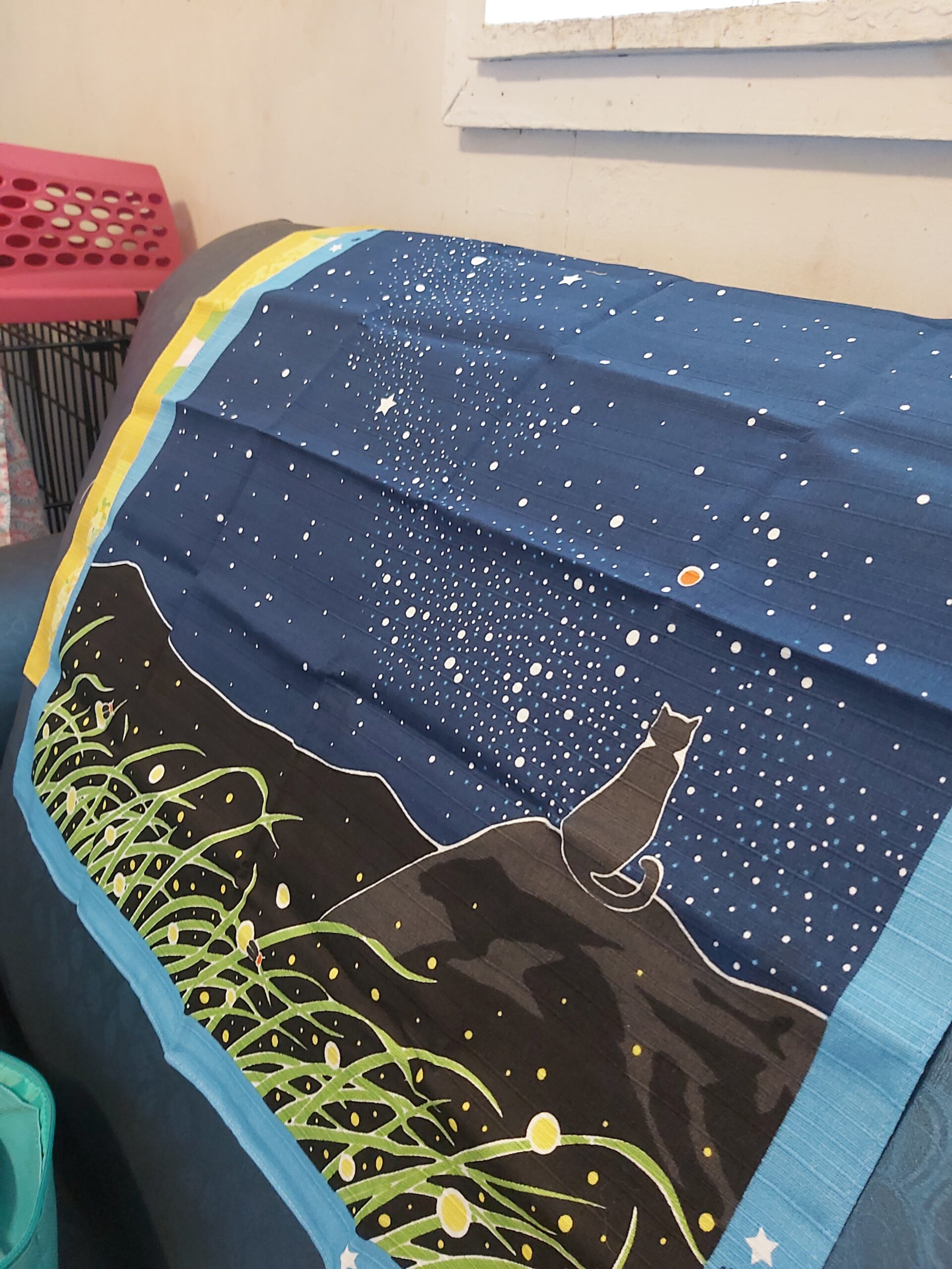 Tamanoosanpo Japanese Wrapping Cloth (Furoshiki) - 19 x 19 inches - Cat: Milky Way Galaxy - Back To School customer photo 1