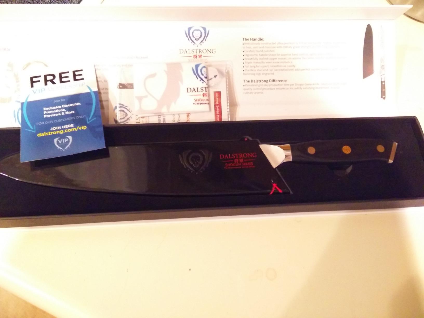 Dalstrong Chef Knife - 9.5 inch Blade - Shogun Series ELITE - Damascus - Japanese AUS-10V Super Steel - Black G10 Handle - Razor Sharp Kitchen Knife - Professional Full Tang Chef's Knife - Sheath customer photo 2