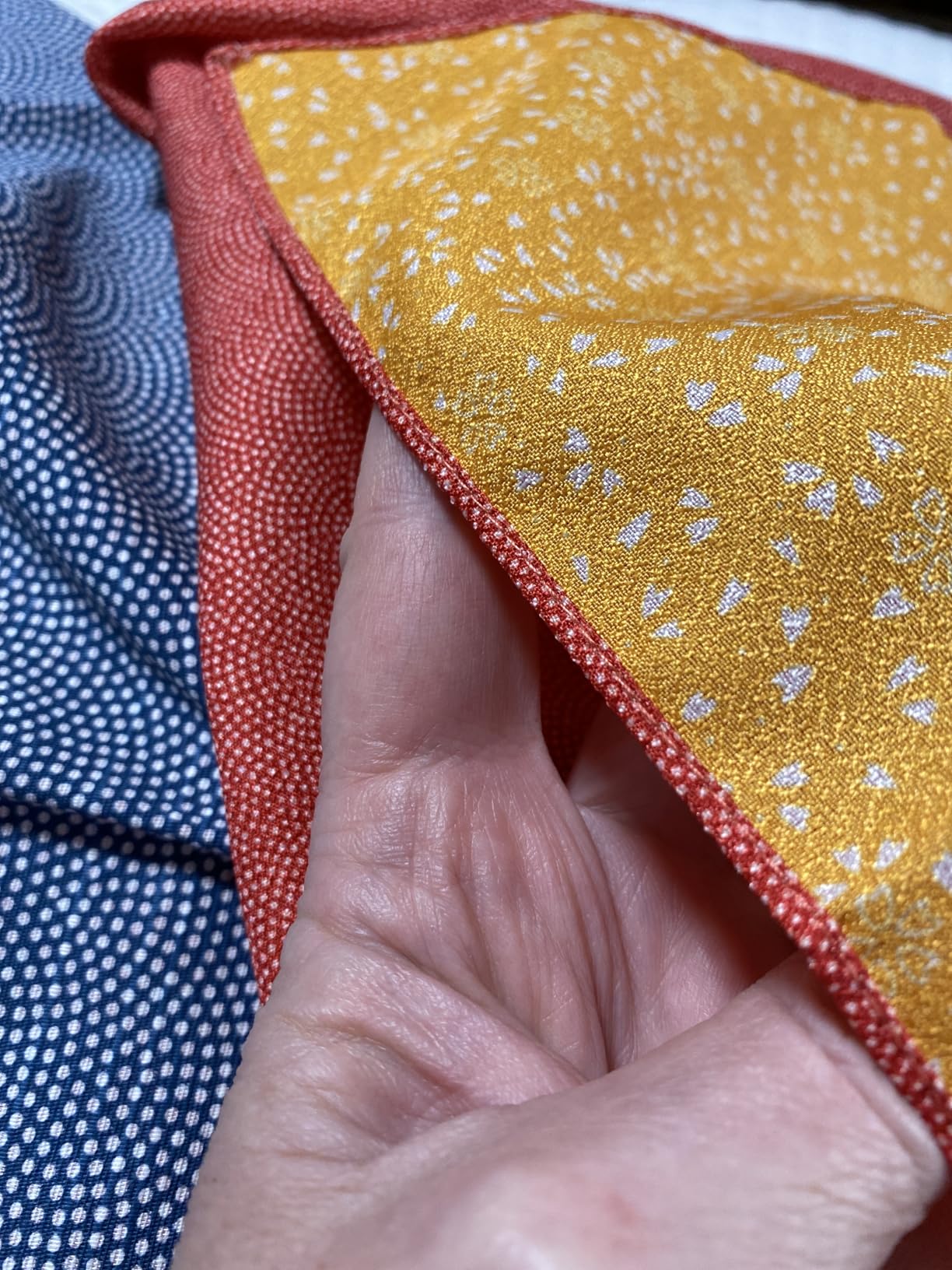 FUROSHIKI- Wrapping Cloth / Reversible [Cotton] (Sakura x Flax ornament: Blue/Red) by Yu-soku customer photo 1