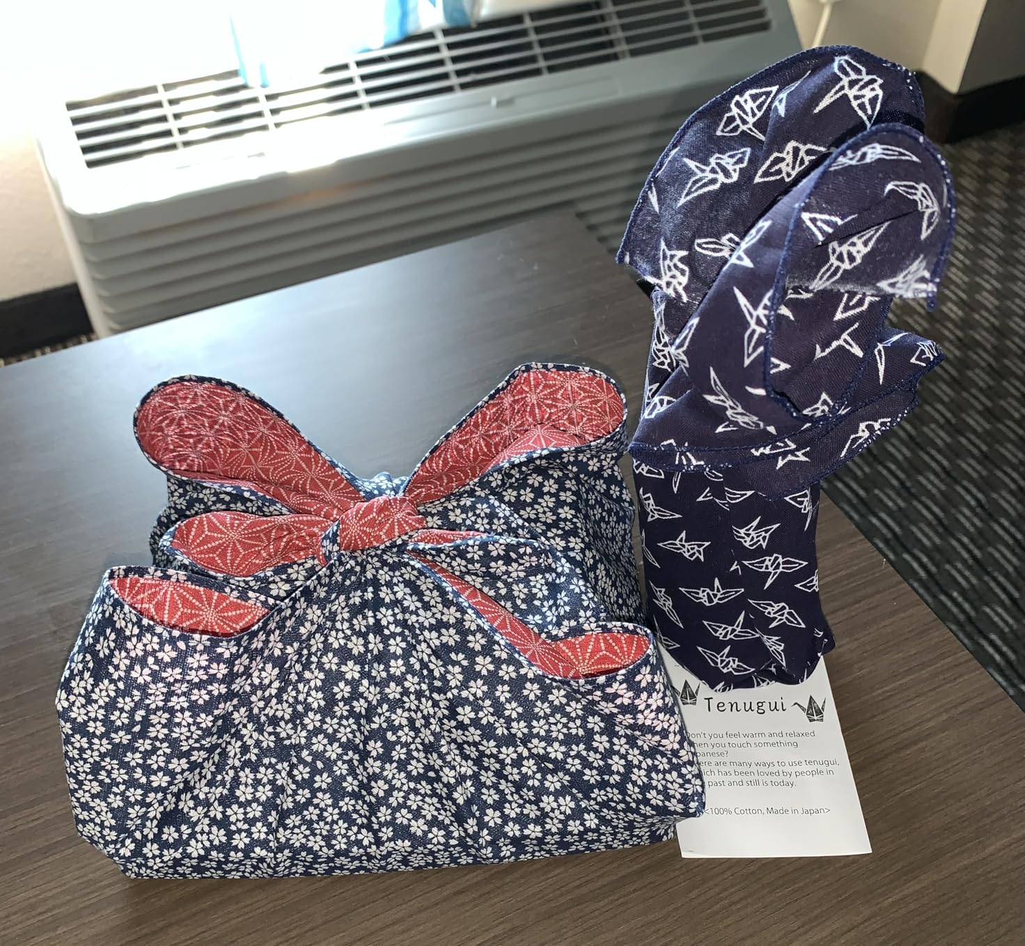 FUROSHIKI- Wrapping Cloth / Reversible [Cotton] (Sakura x Flax ornament: Blue/Red) by Yu-soku customer photo 2