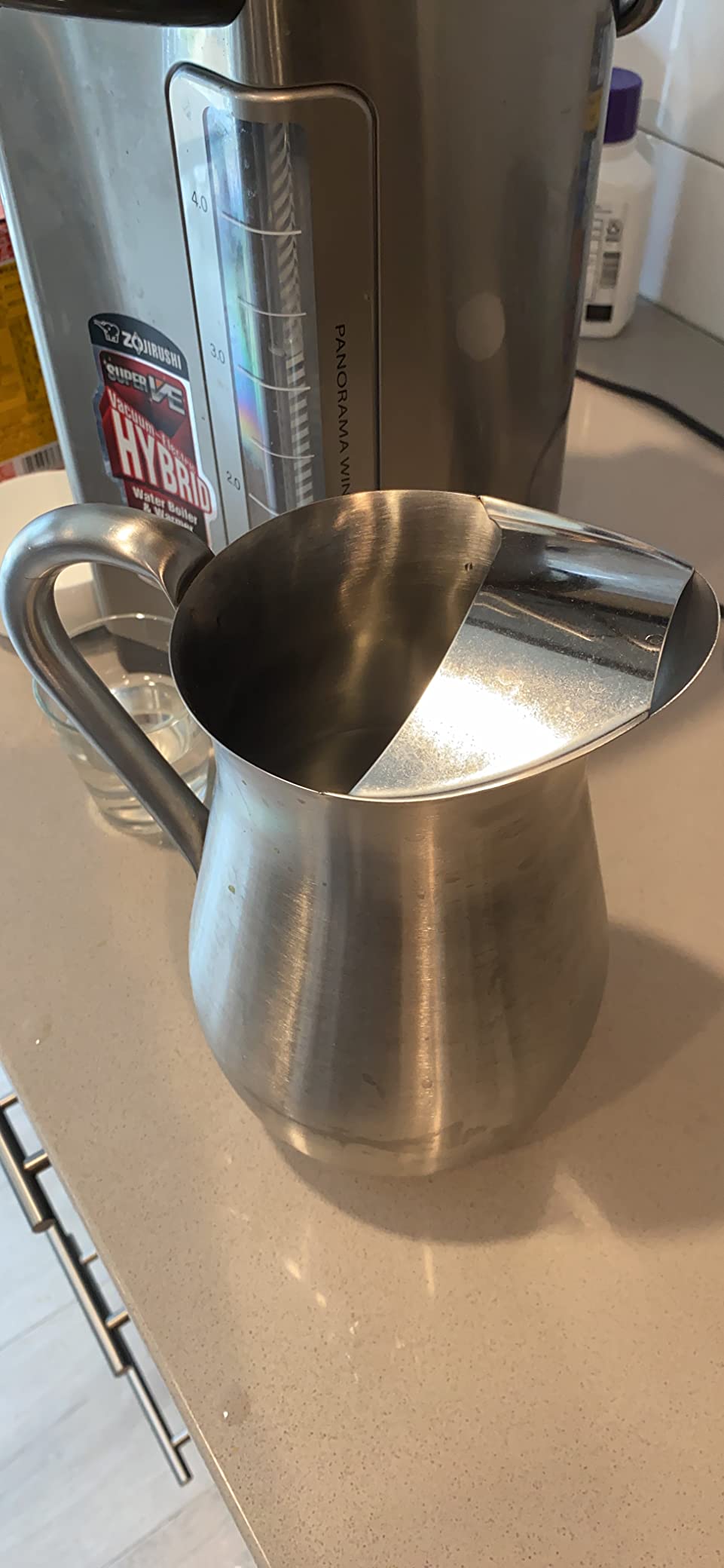 Service Ideas WPB2BS Water and Cold Beverage Pitcher with Built-in Ice Guard, Bell Shaped, 2 Liter (66.6 ounces), Dishwasher Safe, Brushed Stainless Steel customer photo 1