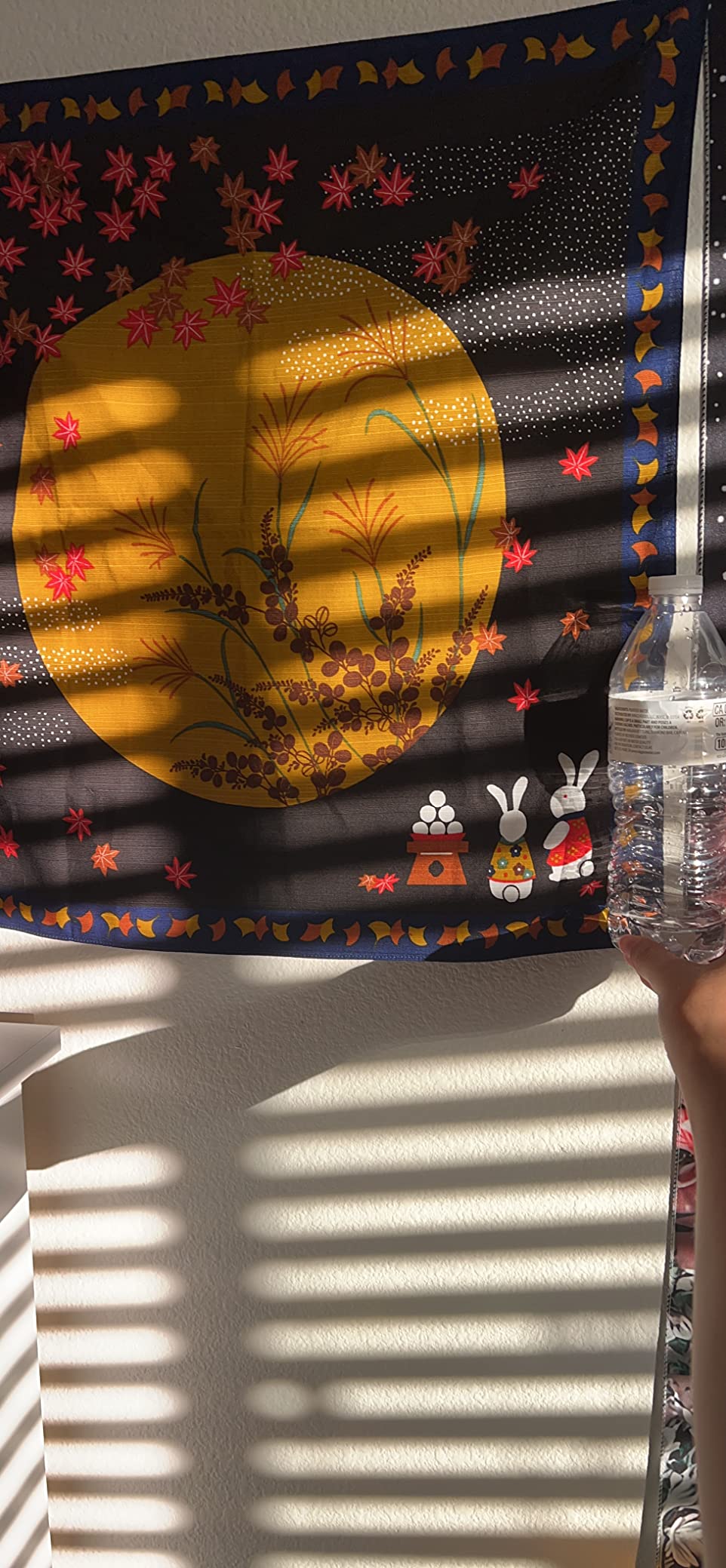 Furoshiki Wrapping Cloth Rabbits and The Harvest Moon Motif Japanese Fabric 50cm customer photo 2