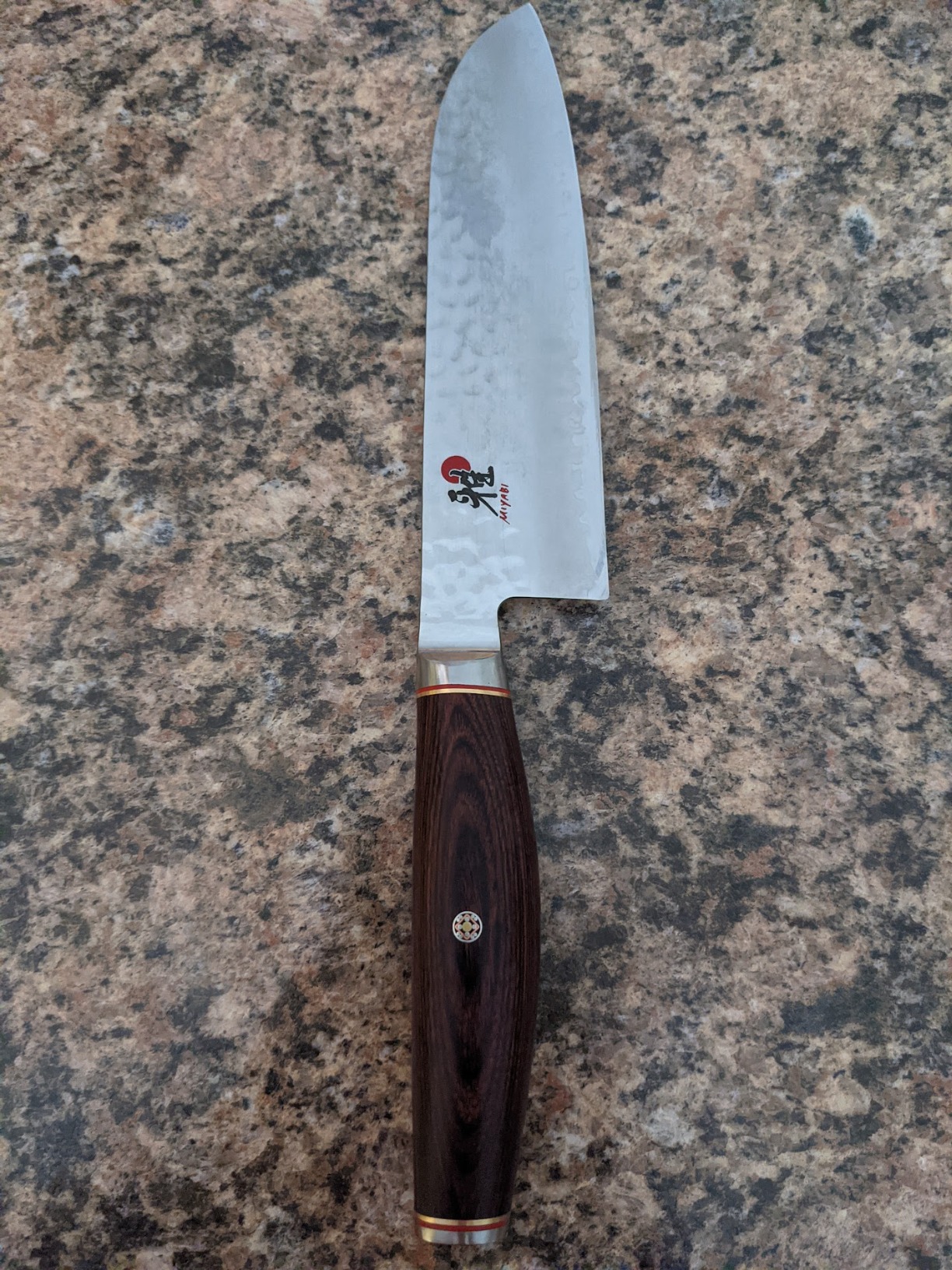 Miyabi Artisan Japanese Santoku Knife, 5.5-inch, Fine Edge Kitchen Knife, 63 Rockwell hardness, D-shaped, Rosewood Pakkawood handle, Handcrafted in Seki, Japan customer photo 1