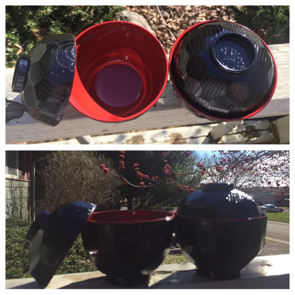 JapanBargain Japanese Miso Soup Bowls with Lids, Small Traditional Lacquered Bowls, 8.4 oz Authentic Size, Set of 2, Made in Japan customer photo 1