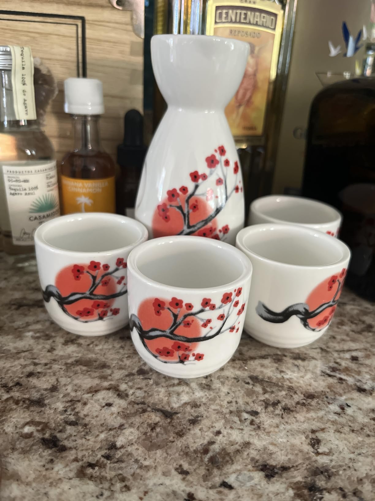 Tosnail 5 pcs Ceramic Japanese Sake Set - Orange Blossom customer photo 1