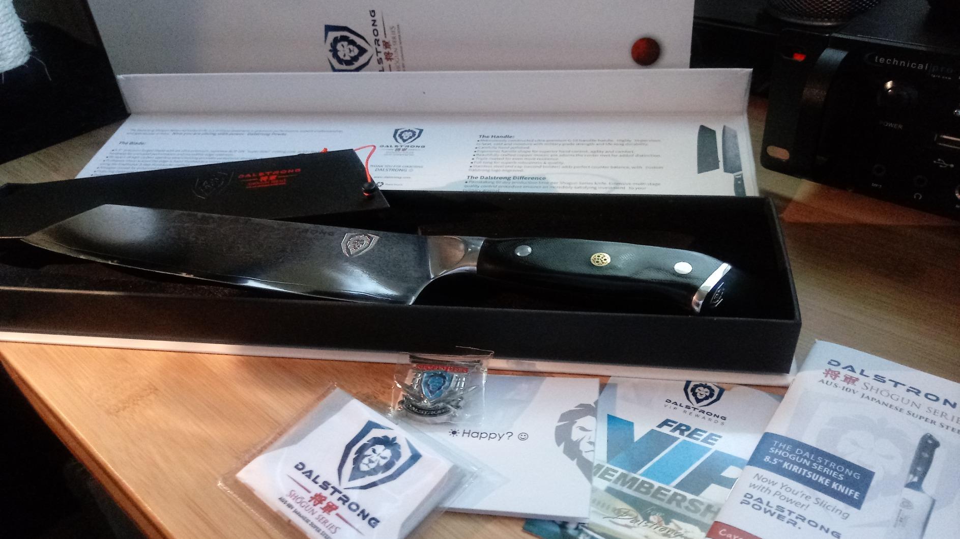 Dalstrong Kiritsuke Chef Knife - 8.5 inch - Shogun Series Elite - Damascus - Japanese AUS-10V Super Steel Kitchen Knife - Premium Black G10 Handle - Razor Sharp Knife - Chef's Knife - w/Sheath customer photo 1