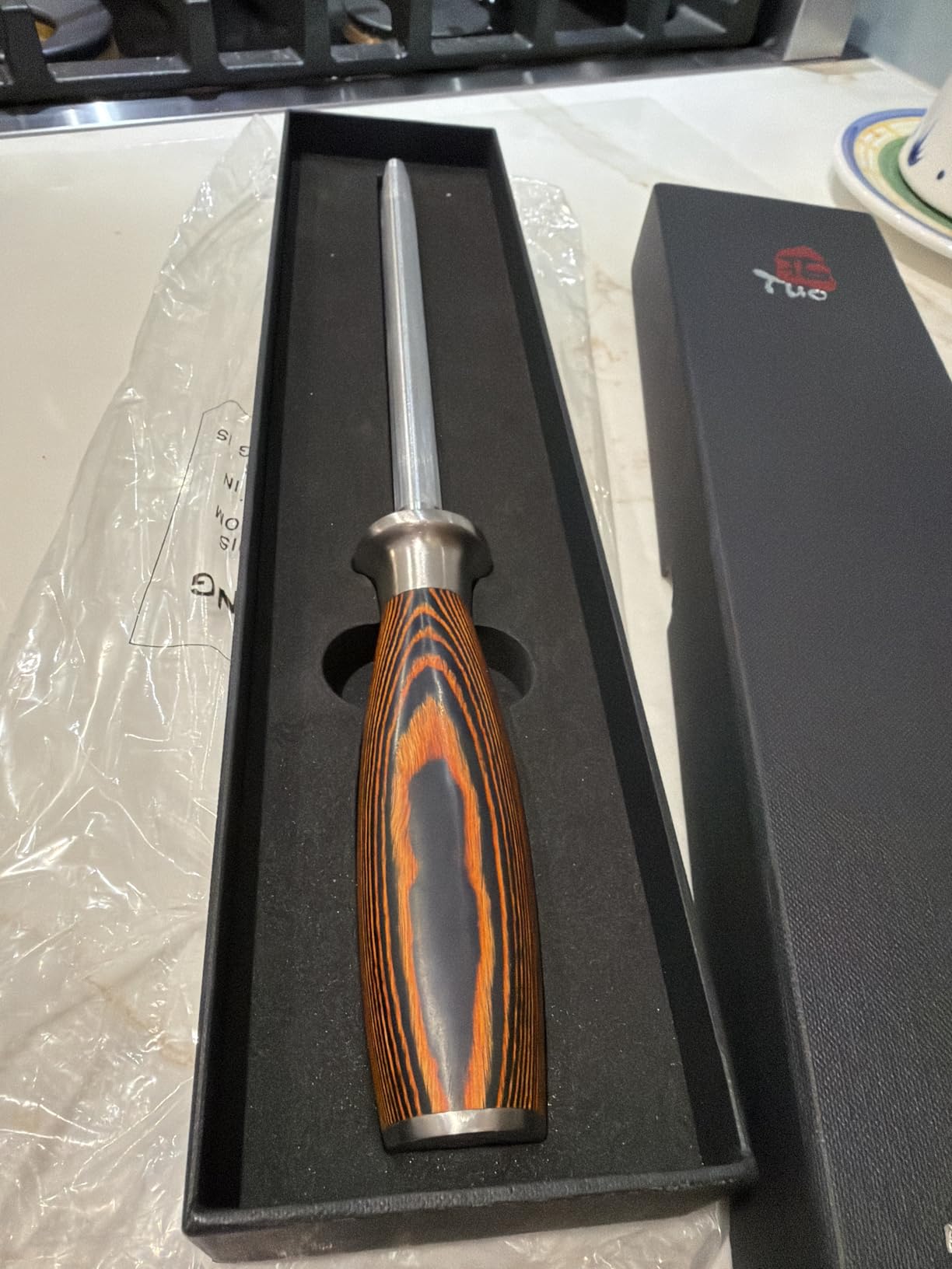 TUO Honing Rod, Sharpening Steel with Larger Diameter for Kitchen Knife Daily Honing Maintenance, High Carbon Steel 8