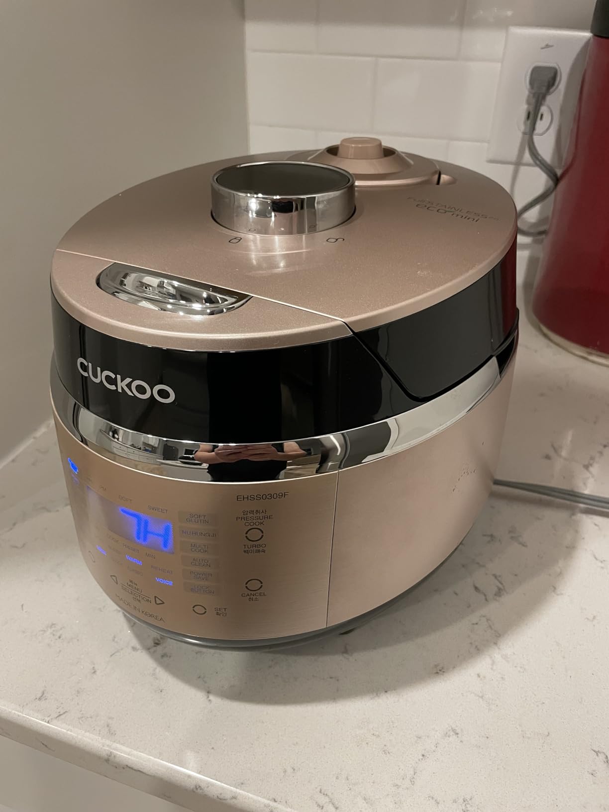 High Pressure Rice Cooker 3-Cup Uncooked / 6-Cup Cooked with Induction Heating Technology, Small Rice Maker with 16 Menu Options and Steam Plate, Voice Guide, Gold (CRP-EHSS0309F) customer photo 1