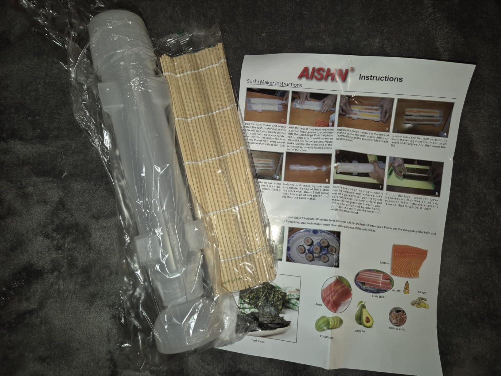 Sushi Making Kit, Upgraded 11.8 Inches Sushi Roller, Sushi Rolling Mat Sushi Maker Sushi Kit, Sushi Bazooka Easy Made Sushi Translucent white customer photo 1