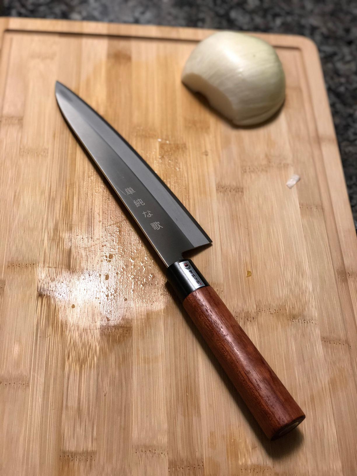 Traditional Japanese Professional Gyuto Kitchen Chefs Knife - Premium 8-inch High Carbon Stainless Steel Gyuto Sushi Knife with High Corrosion Resistance in a Single Bevel Chisel Edge Grind customer photo 1