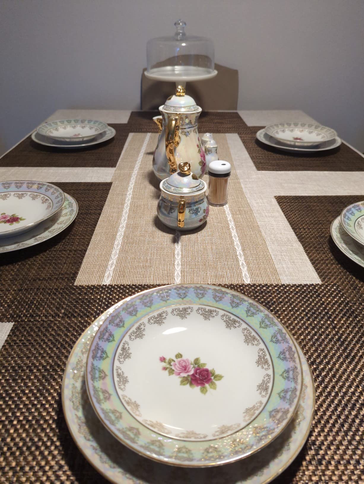 Euro Porcelain 57-pc Banquet Dinnerware Set, Luxury Tableware Dining Service for 8 customer photo 2