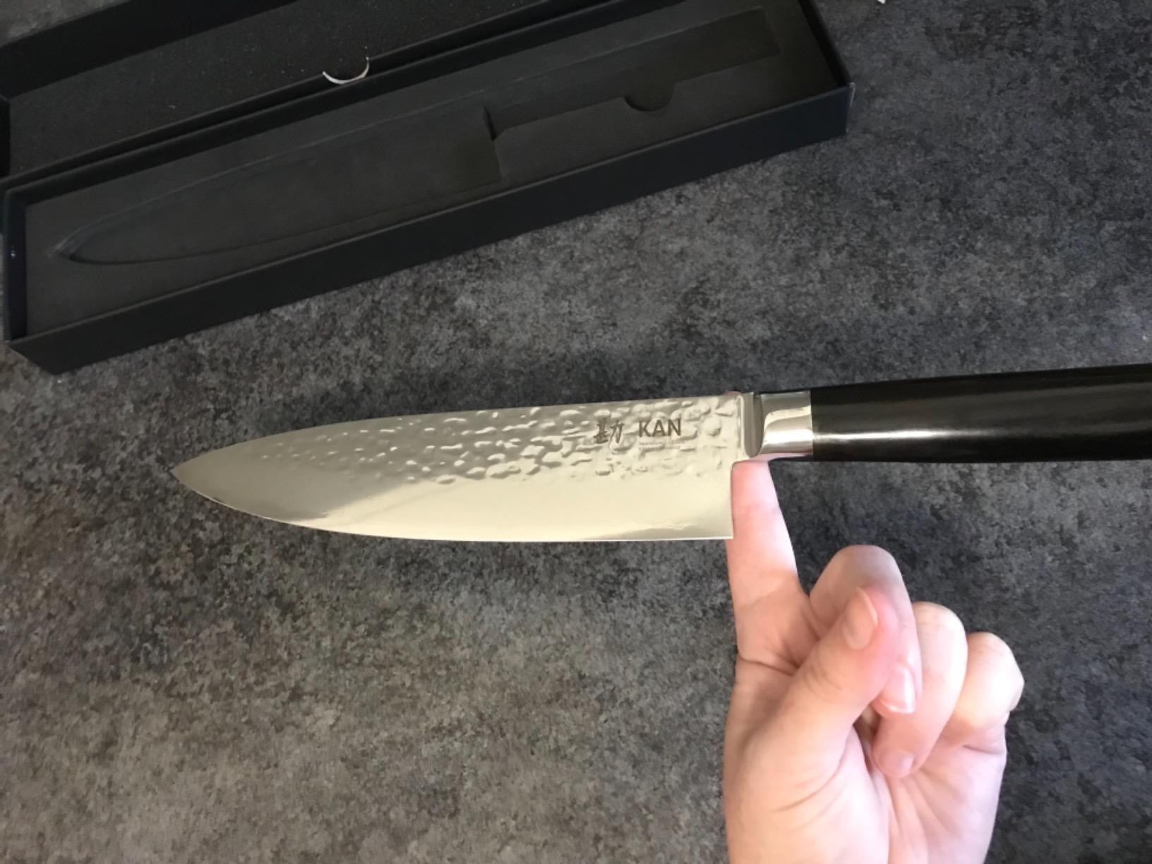 KAN Core Professional Chef Knife 8-inch VG-10 67 layers Damascus Ambidextrous (Hammered Japanese VG-10 Blade, Ebony wood handle-upgraded version) customer photo 1