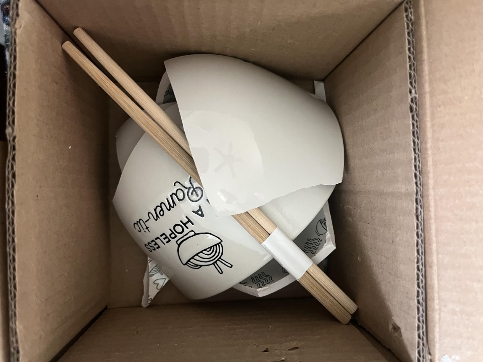 Enesco 6002424 Our Name is Mud Hopeless Ramen-Tic Soup Bowl and Chopsticks Set, White, 5 Inches customer photo 1