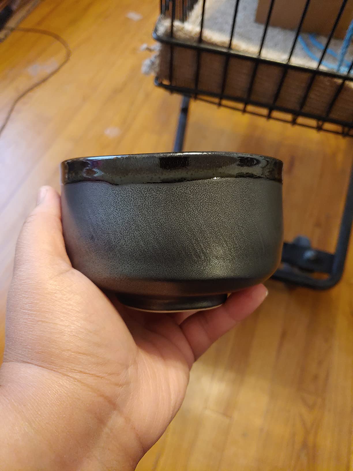 Mino Ware Japanese Handcrafted Matcha Tea Bowl Black, Matcha Tea Cup Ceremony, Authentic Pottery, Silver Chawan customer photo 2