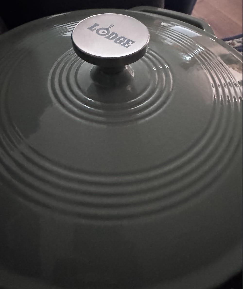 Lodge 3.6 Quart Enameled Cast Iron Round Casserole With Lid- Dual Handles - Oven Safe up to 500 F or on Stovetop - Use to Marinate, Cook, Bake, Refrigerate and Serve - Oyster White customer photo 1