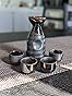 Product of Gifu Japan Japanese Sake Set, 1 Tokkuri Bottle Carafe and 4 Ochoko Cups Ceramic Sake Glasses, 5 Piece Set, Black Kuro Oribe customer photo 1