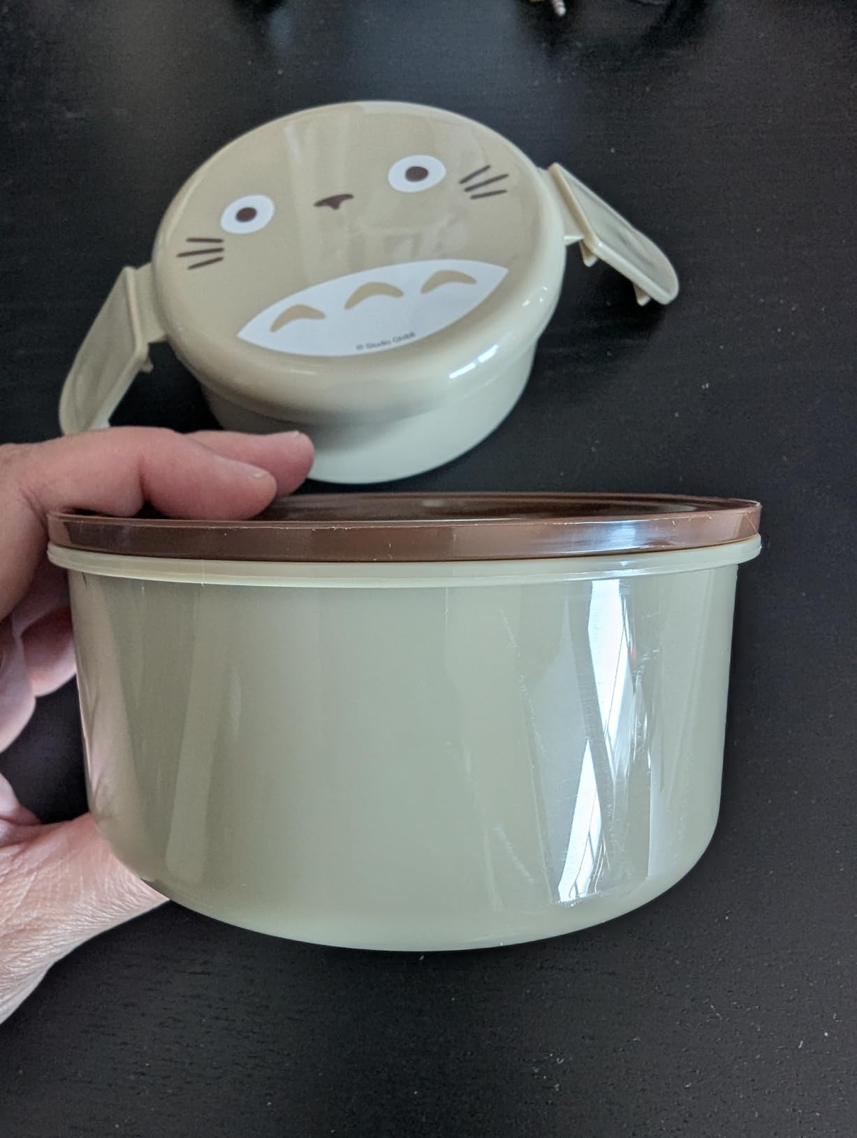 Skater My Neighbor Totoro 2 Tier Round Bento Lunch Box with Folk (17oz) - Authentic Japanese Design - Microwave Safe - Brown customer photo 1