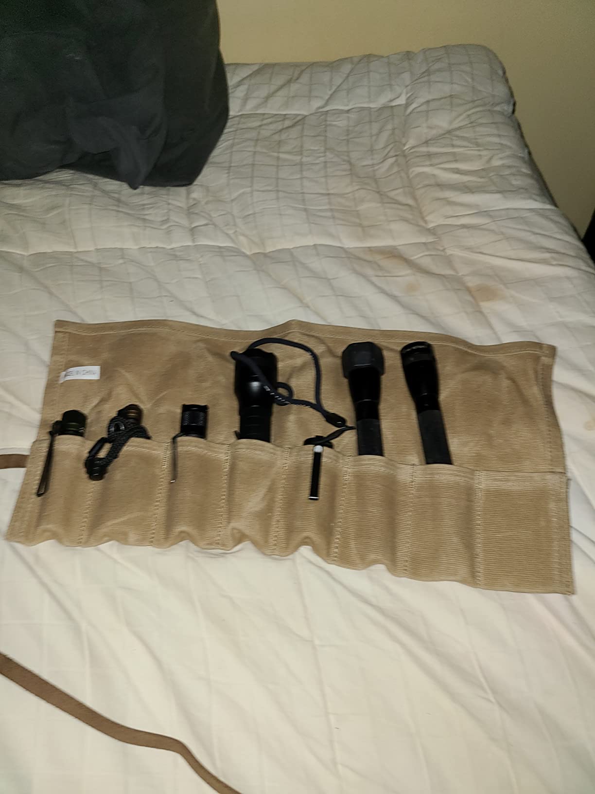 Pocket Knife Roll Bag,Waxed Canvas Small Knife Roll Up Pouch,Folding Knife Storage Case,Tactical Knife Protectors Sheath, Multi-Purpose Knife Roll With 8 Slots For Display Camping Hiking customer photo 1