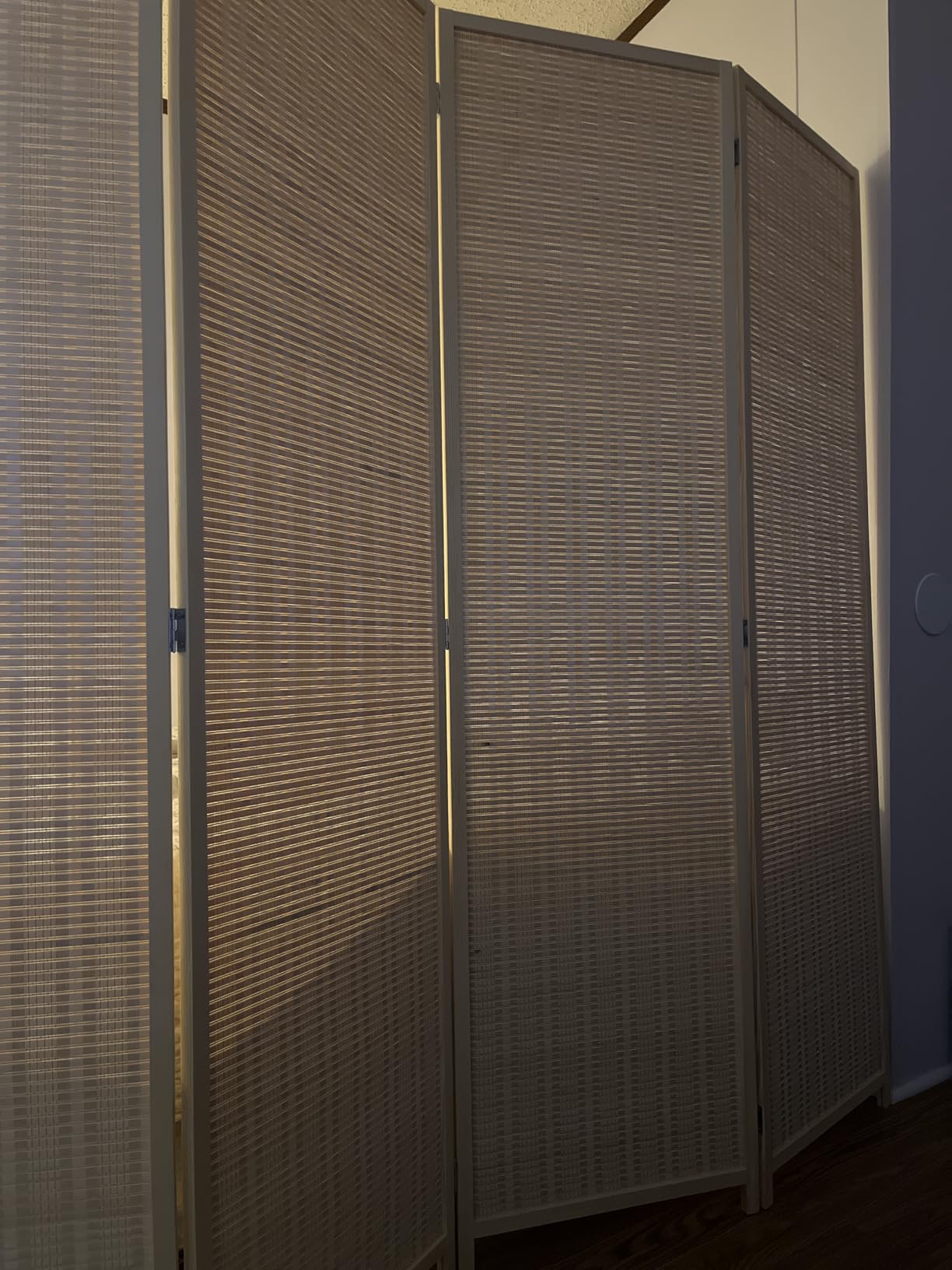 JOSTYLE Room Divider 4 Panel Folding Privacy Screen, Bamboo Room Divider Screen - 6 ft. Tall Wall Divider for Room Separation Freestanding Partition Separators, Beige, 70.9