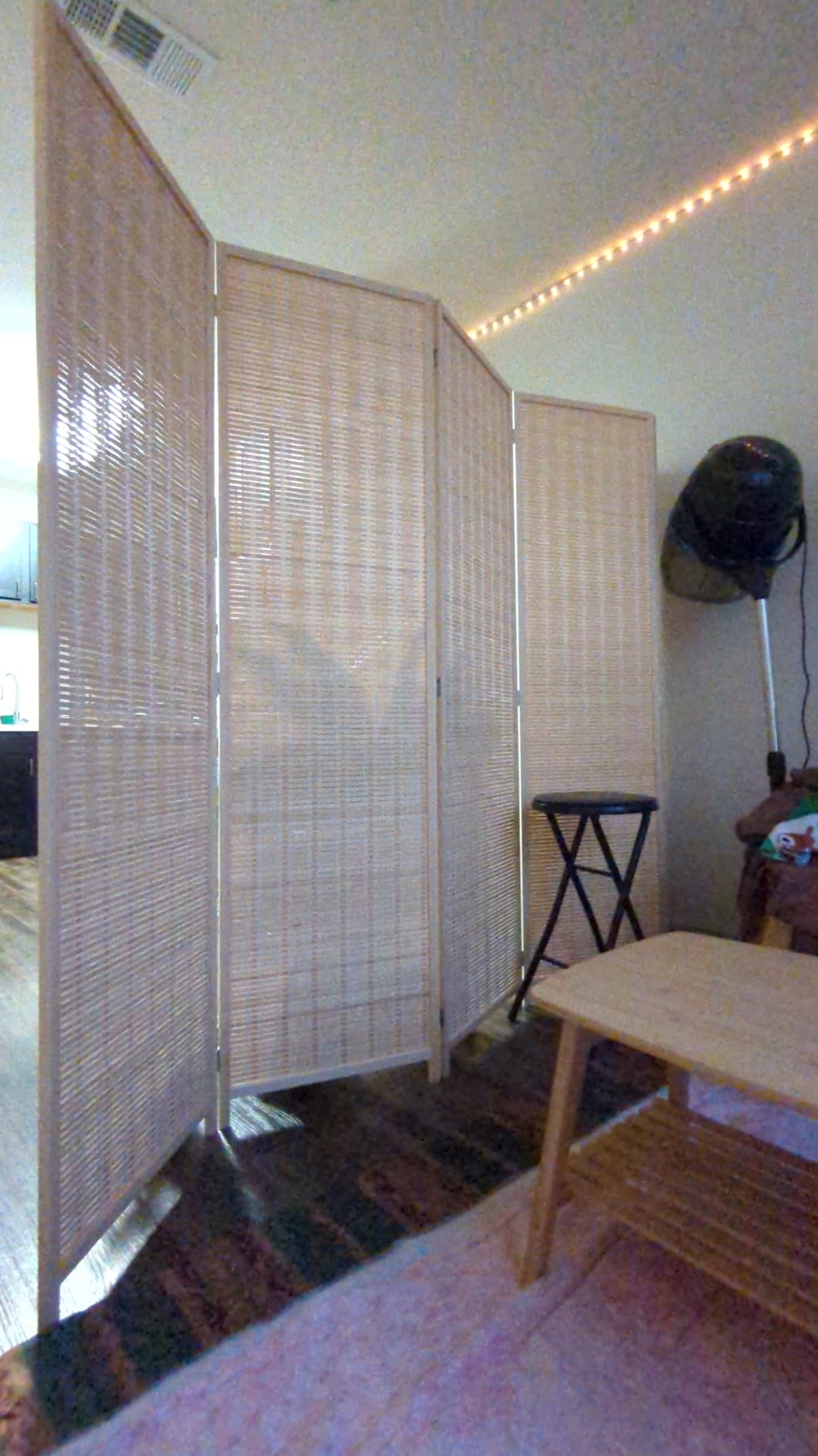 JOSTYLE Room Divider 4 Panel Folding Privacy Screen, Bamboo Room Divider Screen - 6 ft. Tall Wall Divider for Room Separation Freestanding Partition Separators, Beige, 70.9