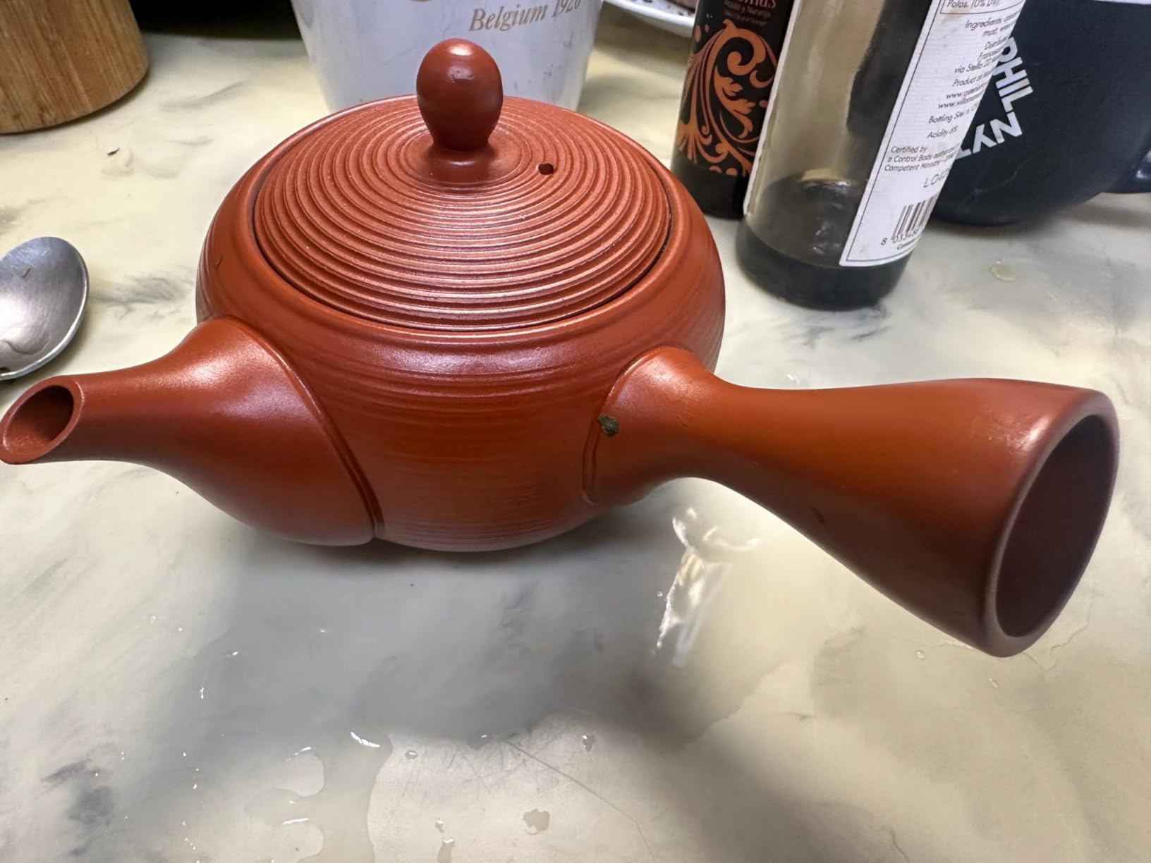 Japanese Kyusu Tokoname Handmade Clay Teapot 11.8 Ounces Tomisen Red L104 customer photo 1