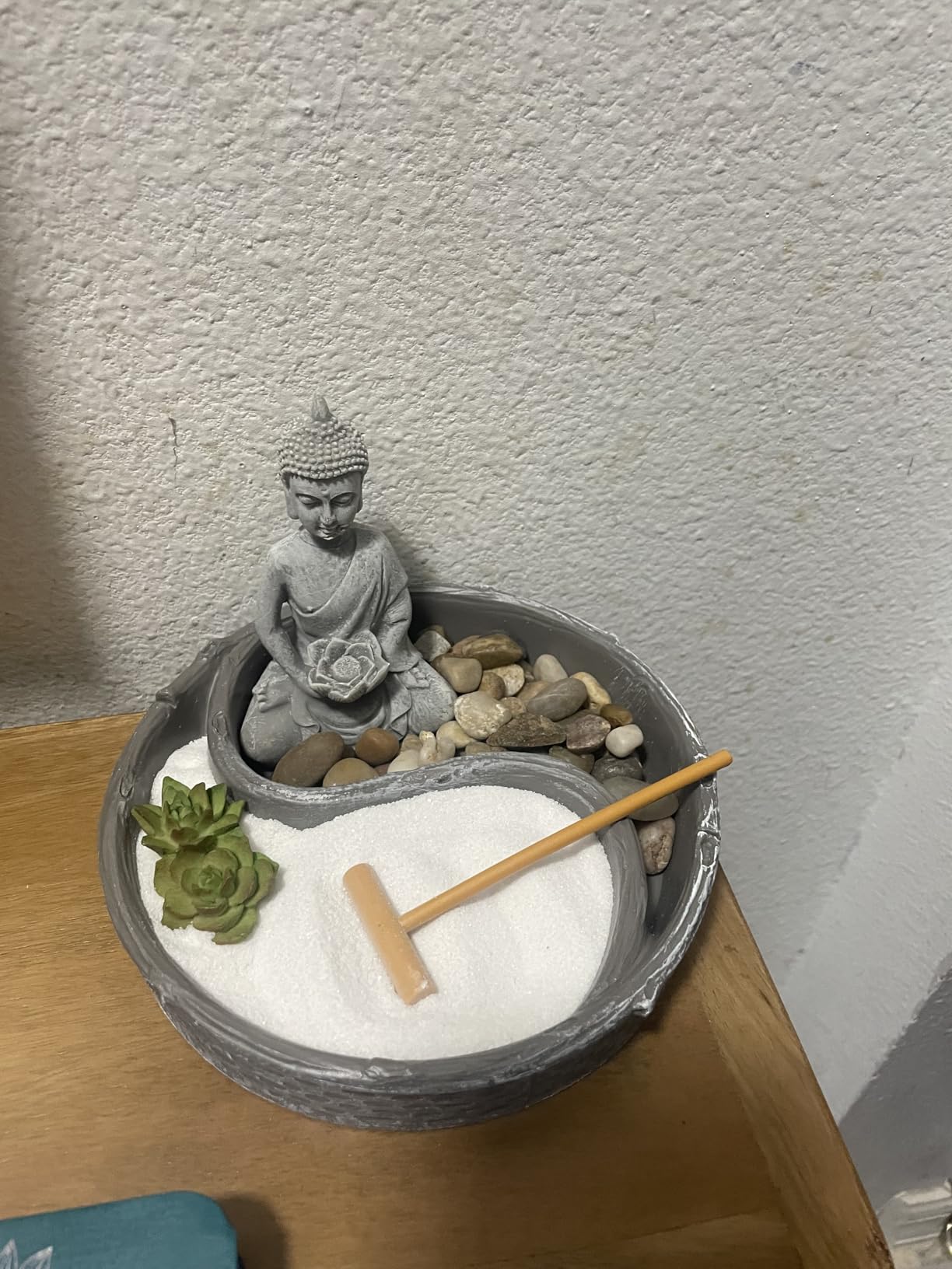 Nature's Mark Mini Zen Garden Kit for Desk with Lotus, Buddha Figures, Rake and Natural Sand River Rocks Table/Desk Décor Gift Set for Home and Office 6 x 6 Inches Round Base customer photo 1