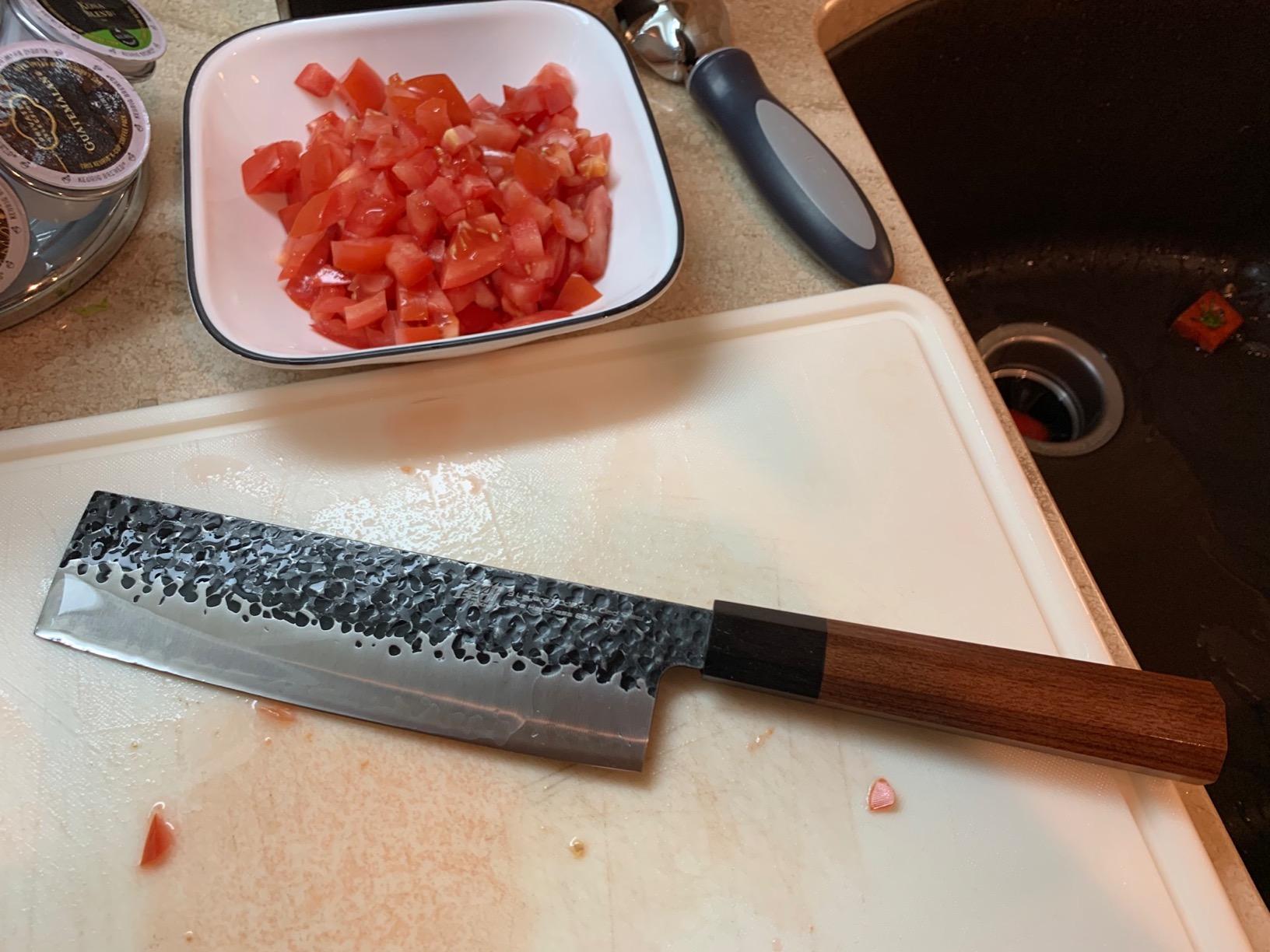 FINDKING Dynasty Series Japanese Nakiri Knife, Professional Vegetable Cleaver, 9Cr18MoV High Carbon Steel Blade, African Rosewood Octagonal Handle customer photo 1