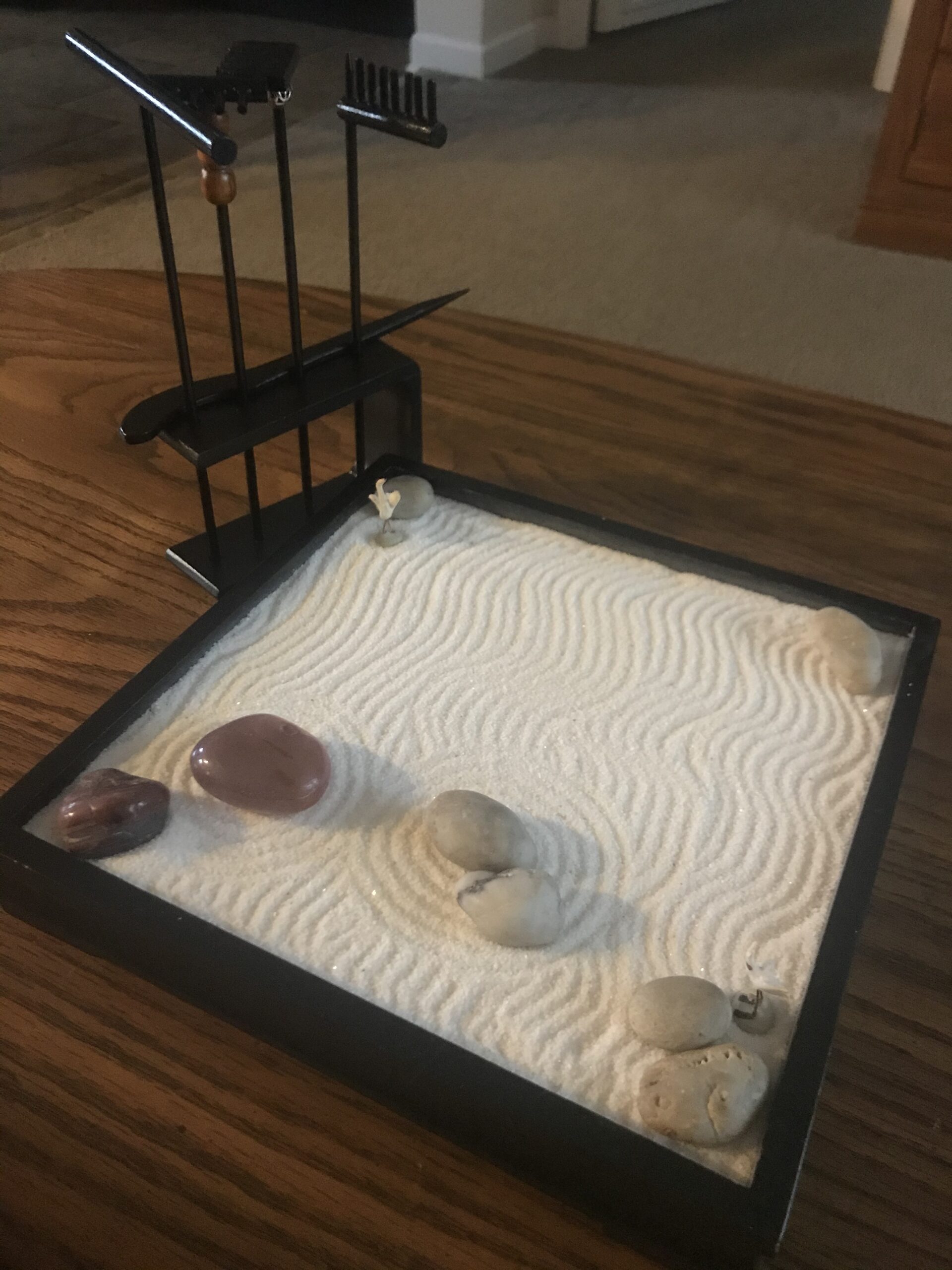 Mini Zen Garden Rake Set - 12 Piece Black Bamboo Sand Rakes with Storage Stand & 6 Crystals - Desktop Meditation Tools for Adults, Stress Relief Zen Gift customer photo 1