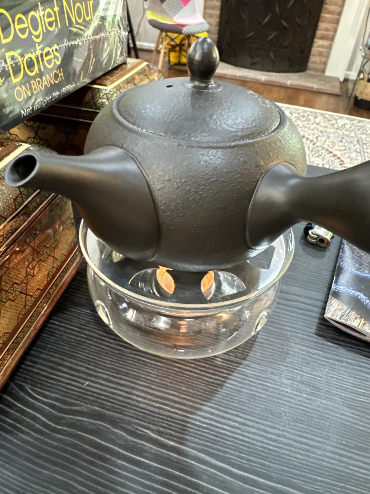 Japanese Large Kyusu Tokoname Handmade Clay Teapot 15.6 Fluid Ounces Shunjuu Scarlet Crest Pattern Black L339 from Japan customer photo 2