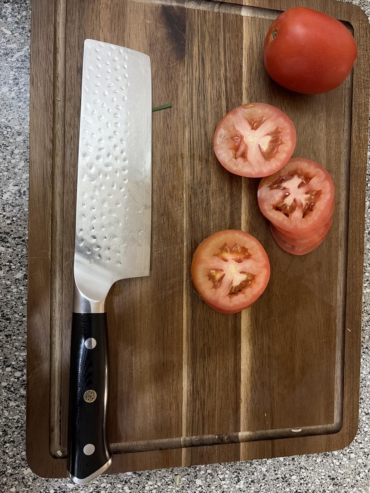 Regalia Nakiri (Usuba) Vegetable Chef Knife: Best 6-Inch Japanese AUS10 67-layer high Carbon Stainless Damascus Steel Asian Vegetable Cleaver Shaped Blade W/Hammered Finish, G-10 Handle customer photo 2