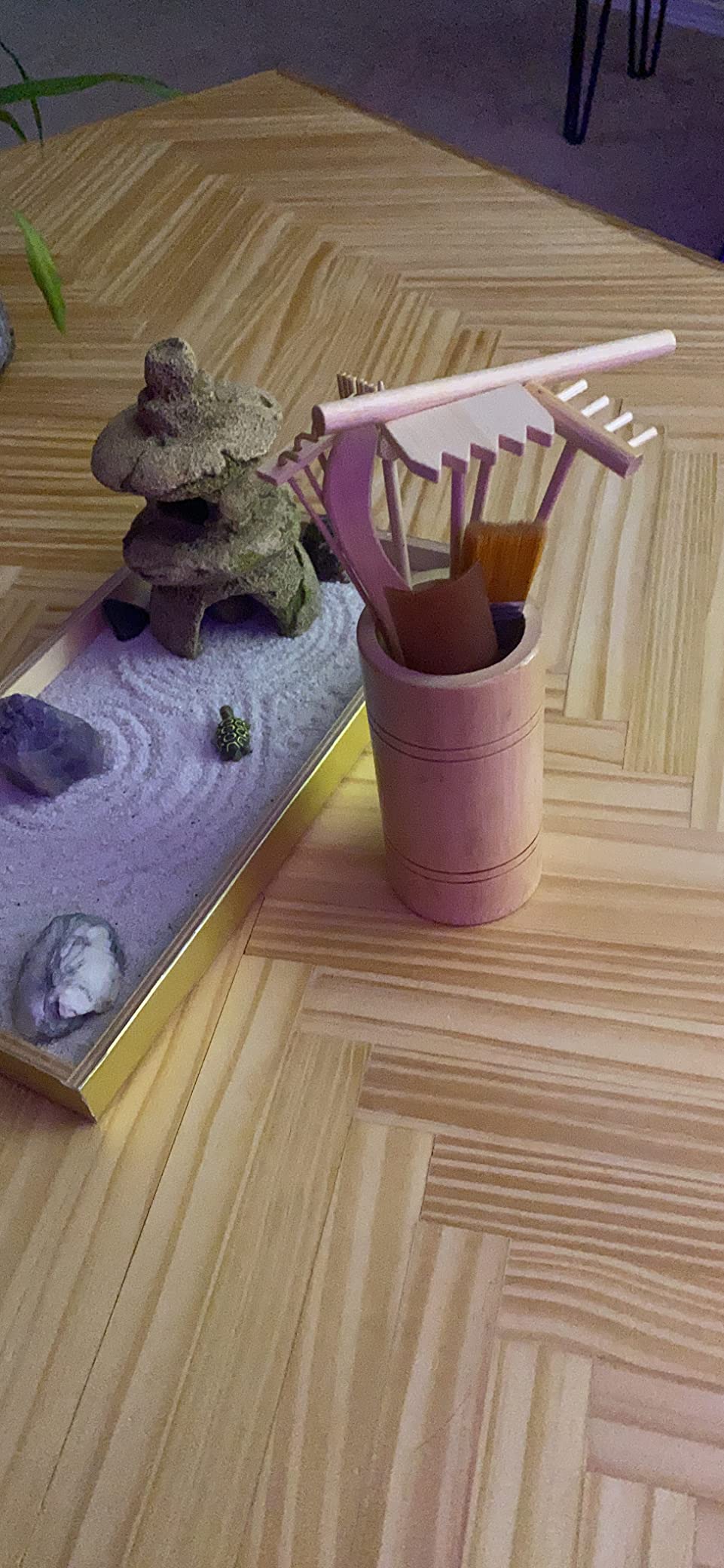 Mini Zen Garden Rake Tool - Tabletop Meditation Rock Sand Garden Kits with Moss Rakes Brusher Spoon Figurines Holder customer photo 2