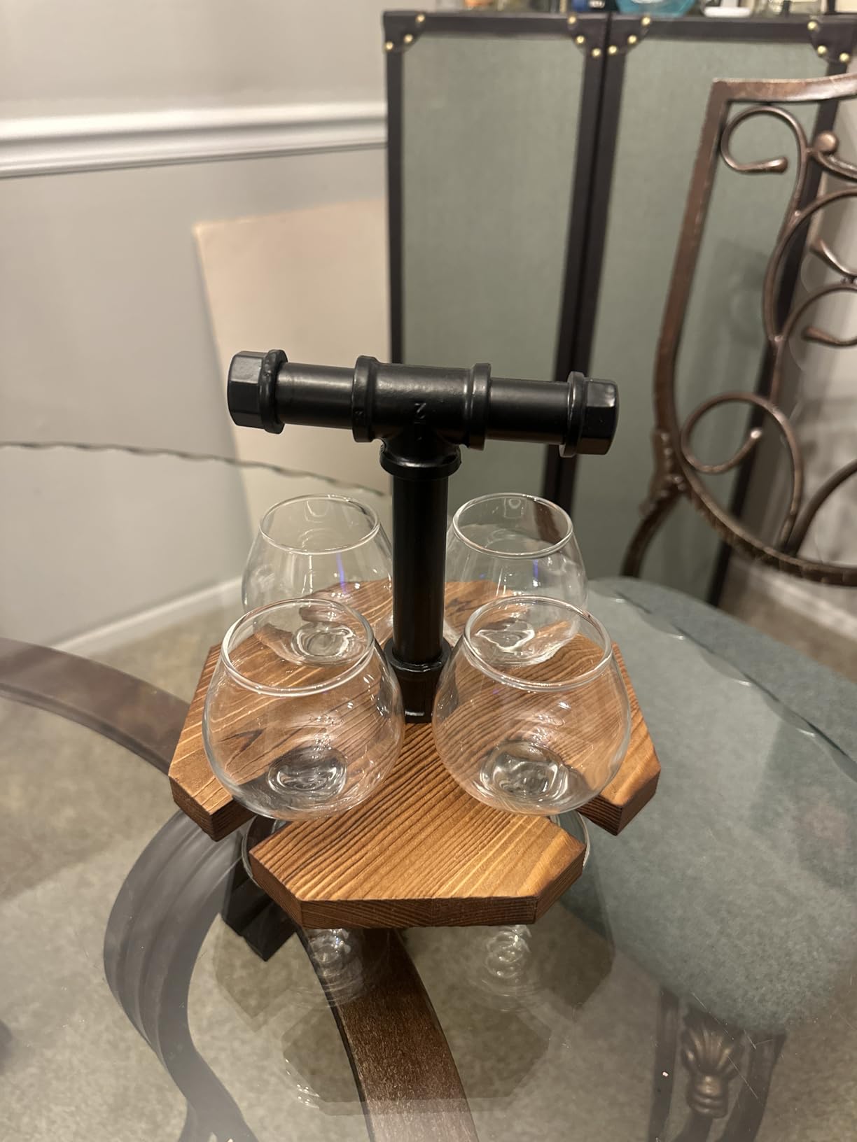 MyGift Beer Flight Boards with 4 Glasses, Whiskey Flight Tasting Set Tequila Margarita Flight Board Wood Portable Tasting Serving Caddy for Home Bars, Tasting Events, Craft Beer Enthusiasts customer photo 1